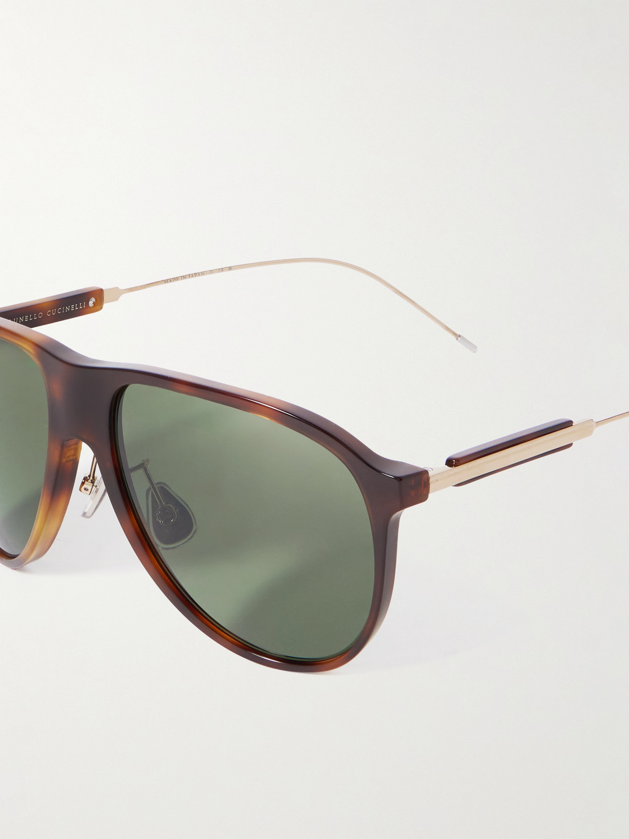Brunello Cucinelli Aviator-style Tortoiseshell Acetate And Gold-tone Sunglasses