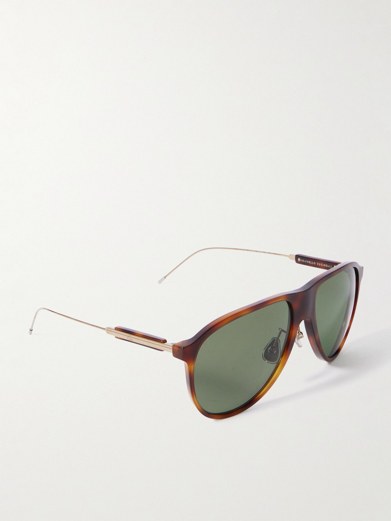 Brunello Cucinelli Aviator-style Tortoiseshell Acetate And Gold-tone Sunglasses