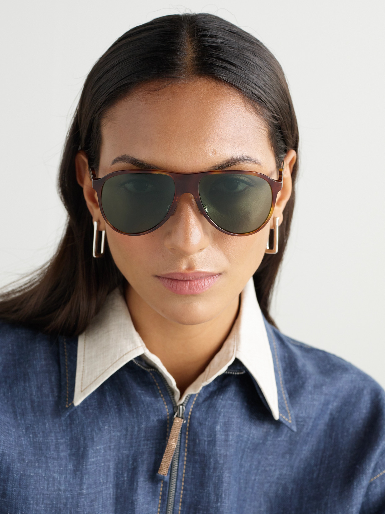 Brunello Cucinelli Aviator-style Tortoiseshell Acetate And Gold-tone Sunglasses