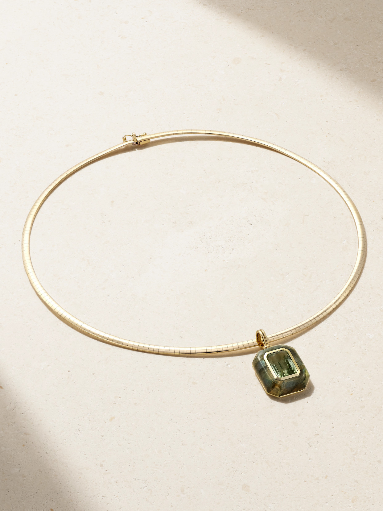 Retrouvai Lollipop 14-karat Gold, Tourmaline And Labradorite Necklace In Green