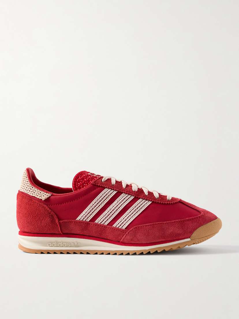 adidas Originals Sl 72 Crochet-trimmed Shell And Suede Sneakers