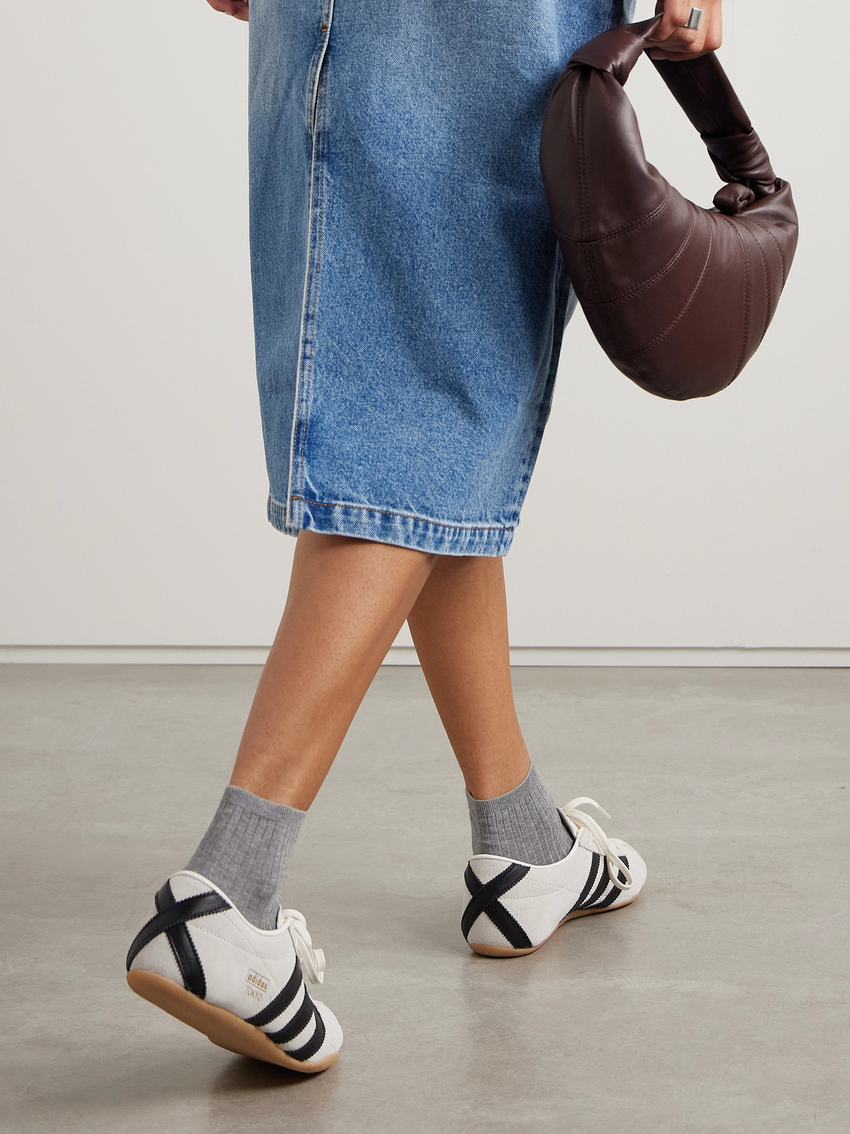 ADIDAS ORIGINALS TOKYO LEATHER-TRIMMED SUEDE SNEAKERS