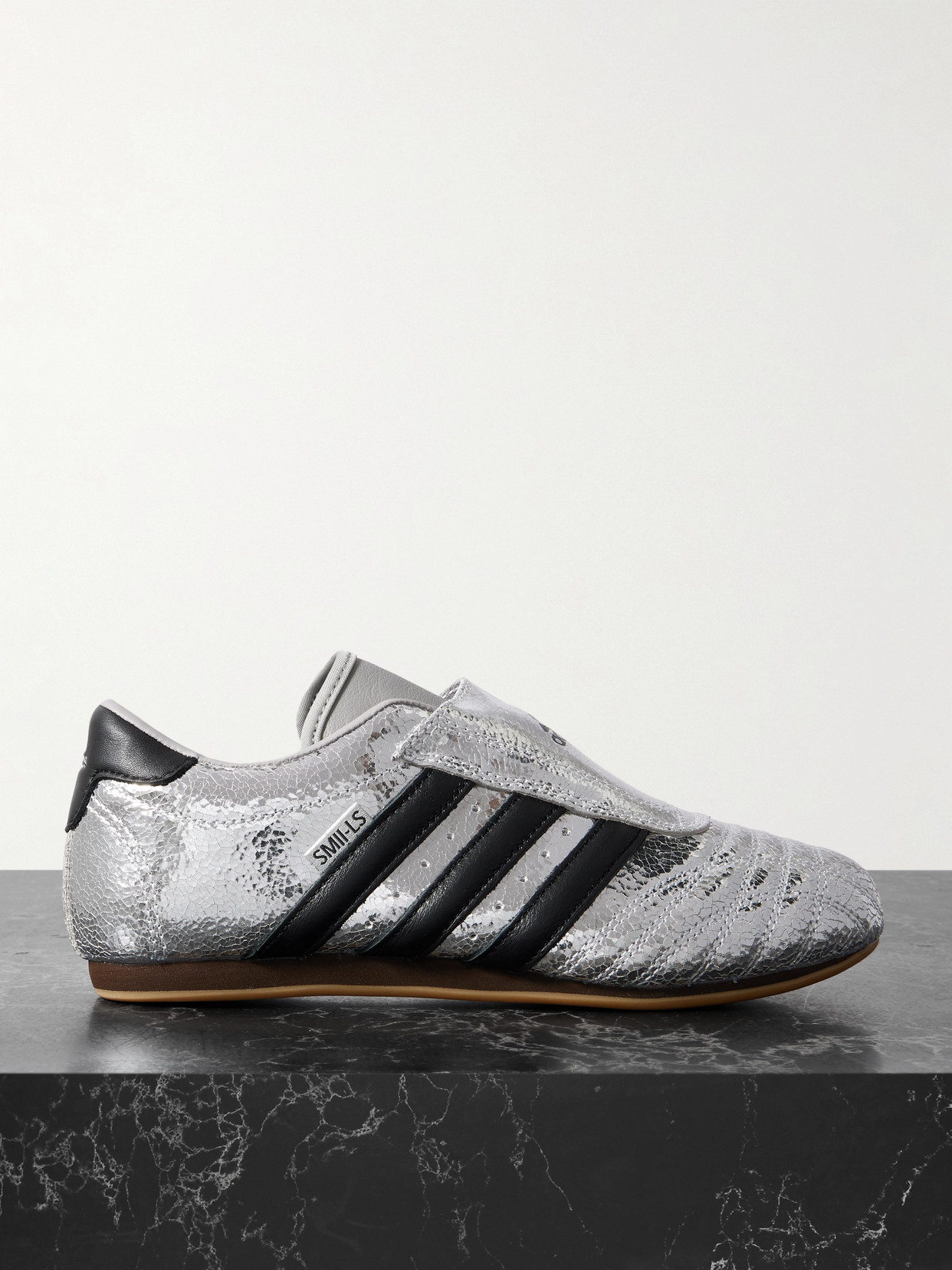 adidas Originals - Taekwondo Metallic Textured-leather Slip-on Sneakers - Silver