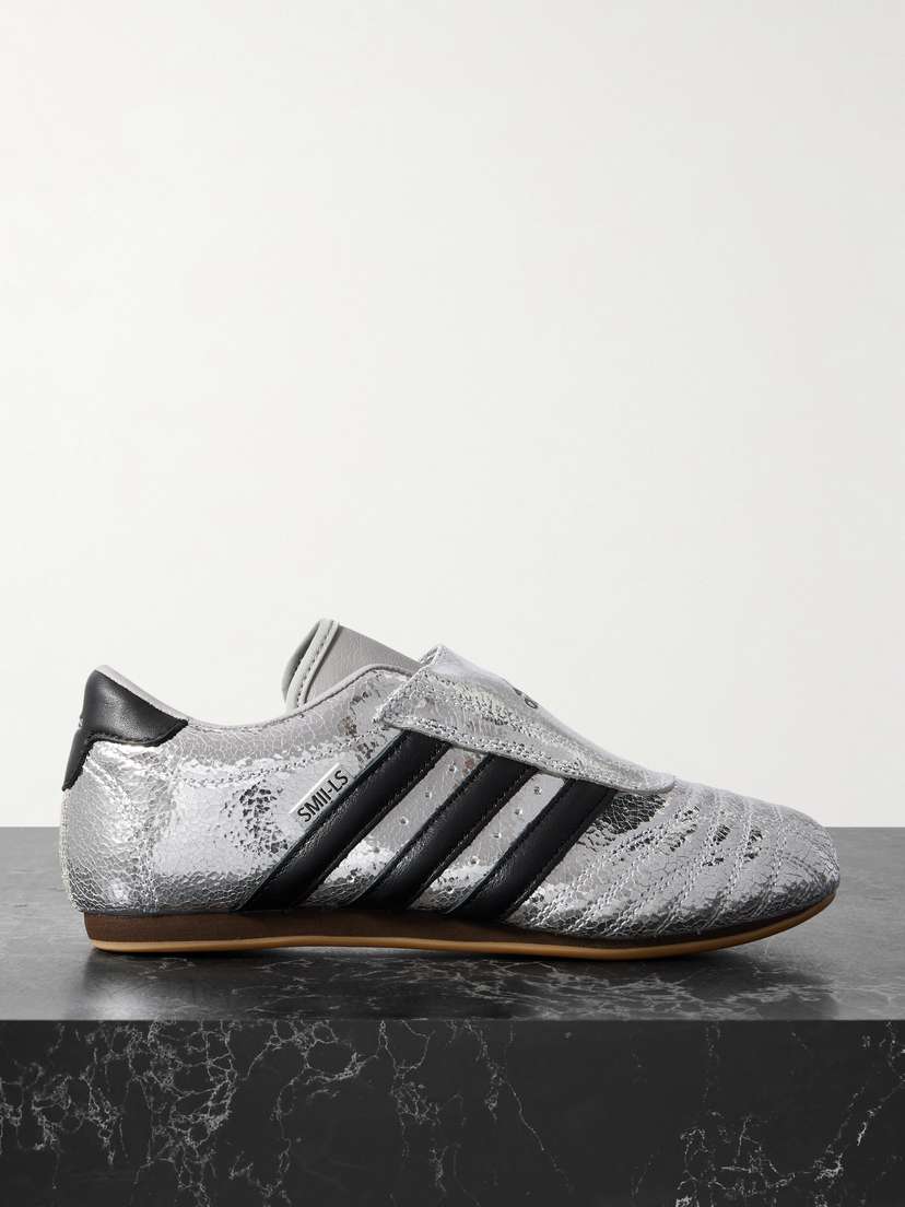 adidas Originals Taekwondo Metallic Textured-leather Slip-on Sneakers