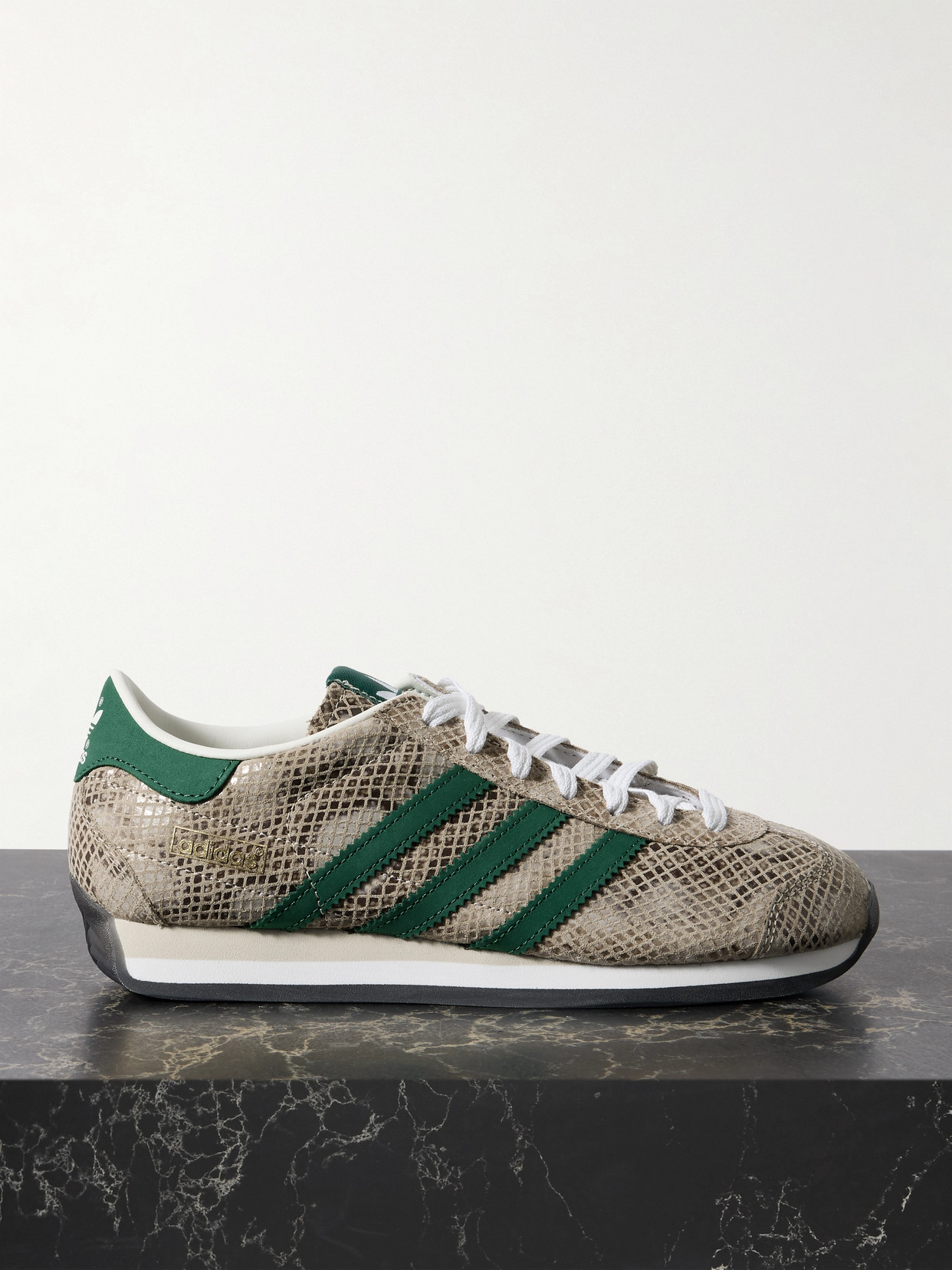 Adidas Originals Country Japan Nubuck-trimmed Snake-effect Textured-leather Sneakers In Animal Print