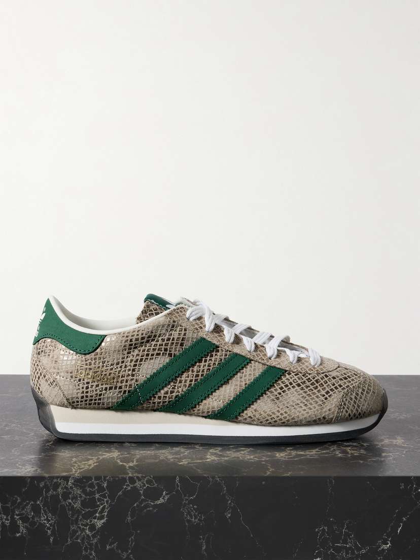 adidas Originals Country Japan Nubuck-trimmed Snake-effect Textured-leather Sneakers
