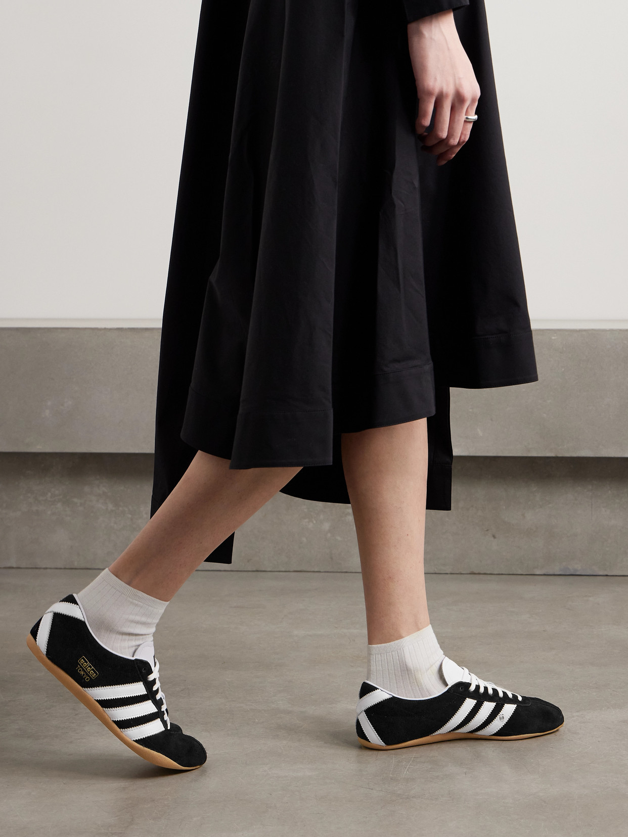 ADIDAS ORIGINALS TOKYO LEATHER-TRIMMED SUEDE SNEAKERS
