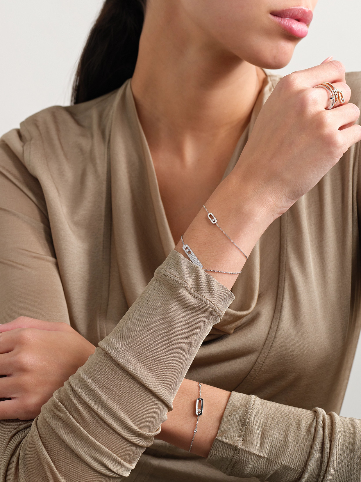 Messika Move Uno 18-karat White Gold Diamond Bracelet In Silver