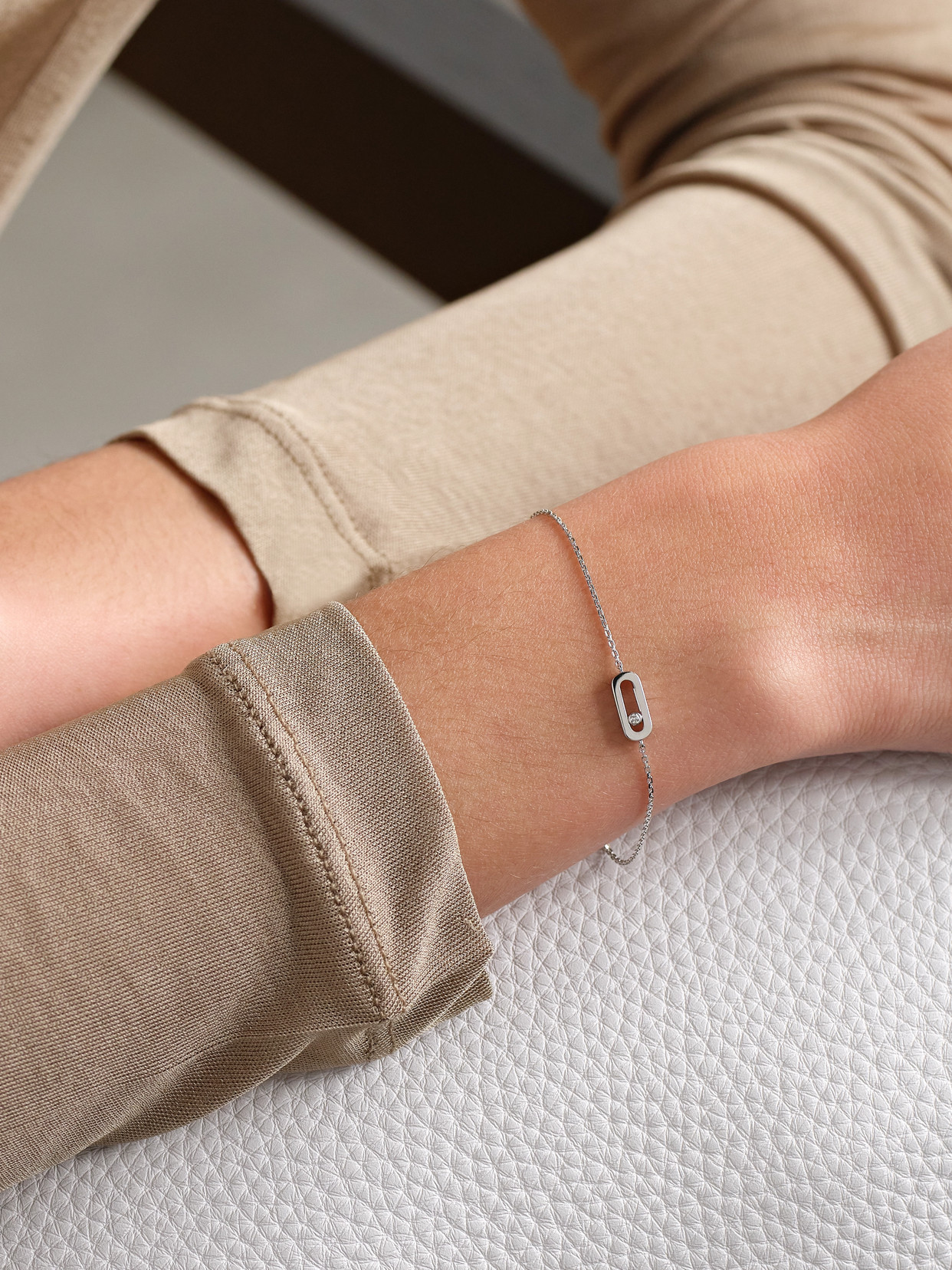 Messika Move Uno 18-karat White Gold Diamond Bracelet In Silver