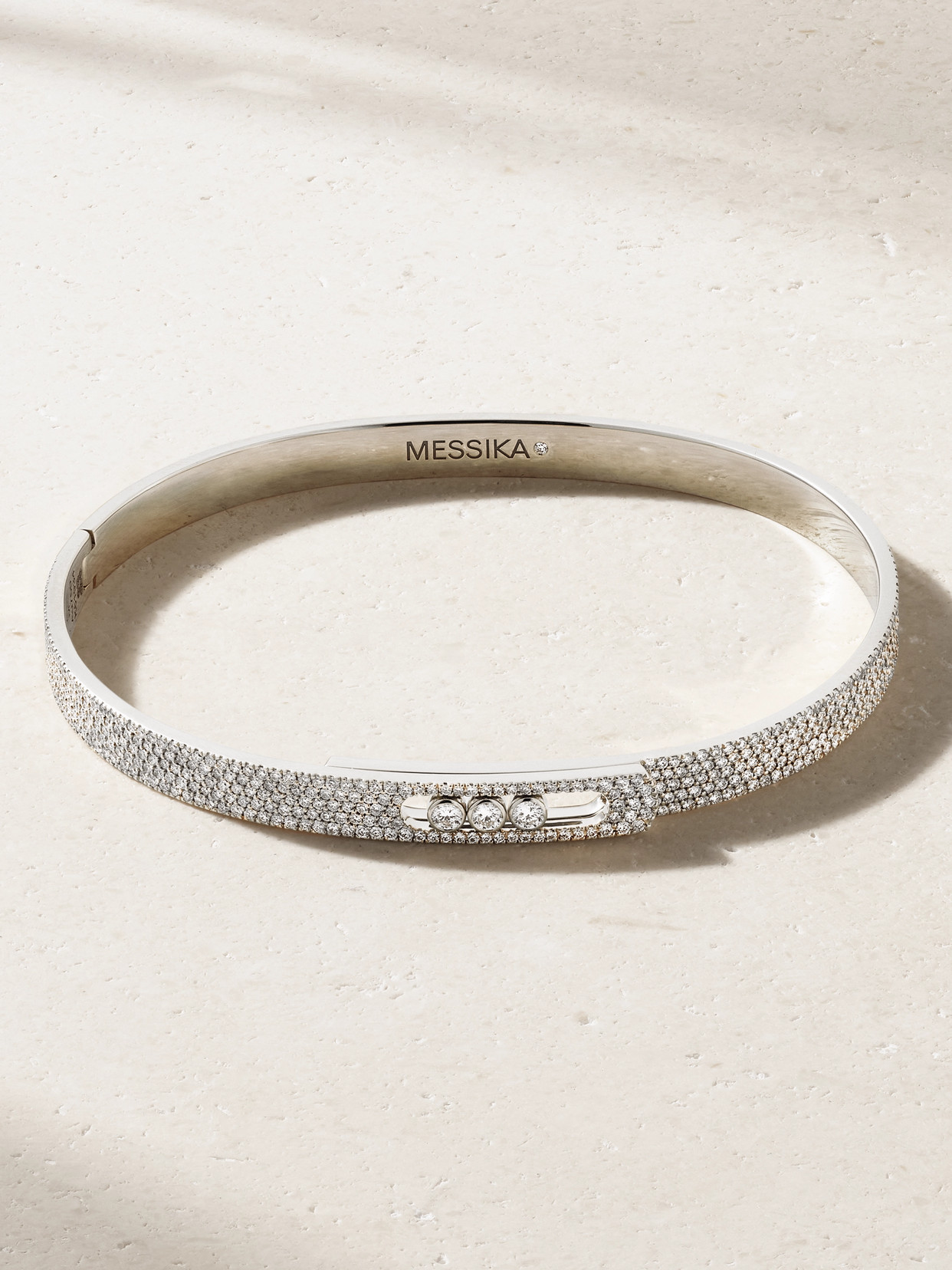 Messika Move Noa 18-karat White Gold Diamond Bangle In Silver