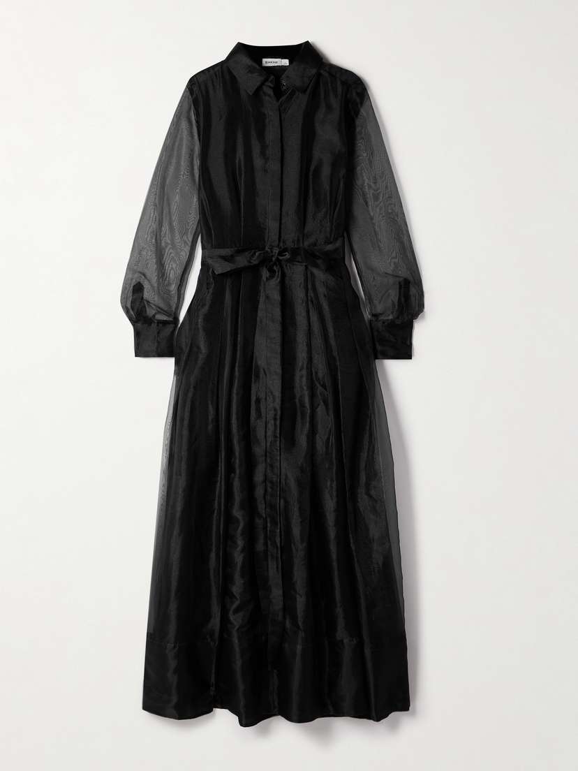 Simkhai Montgomery Belted Pleated Organza Midi Dress