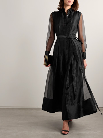 SIMKHAI Montgomery belted pleated organza midi dress