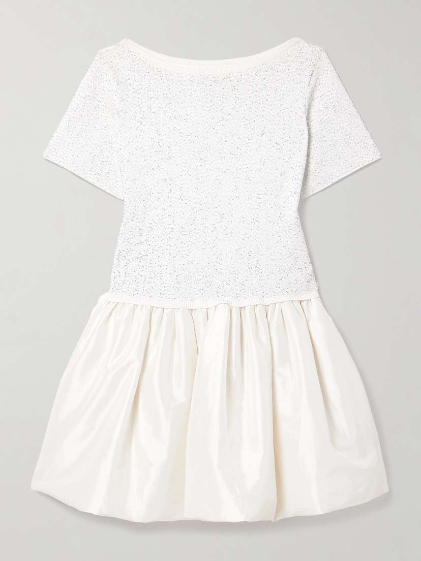 Simkhai Kenz Sequin-embellished Stretch-knit And Gathered Taffeta Mini Dress