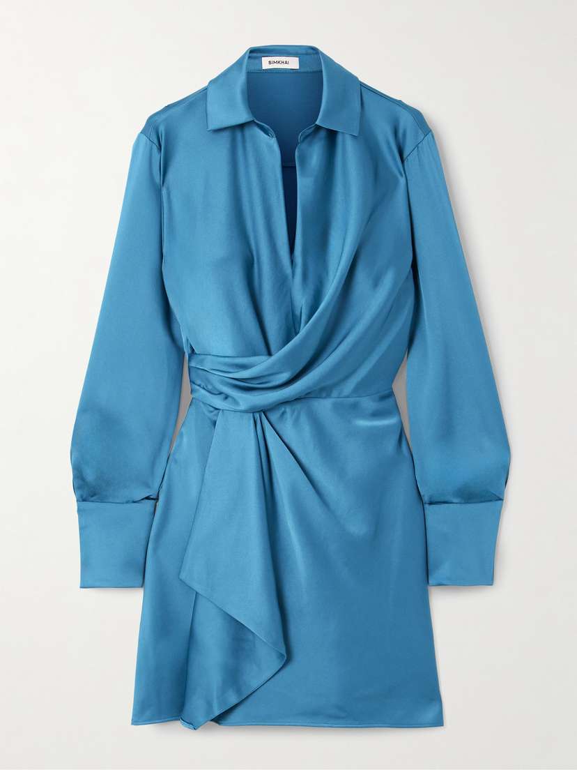 Simkhai Talit Wrap-effect Draped Satin Mini Dress