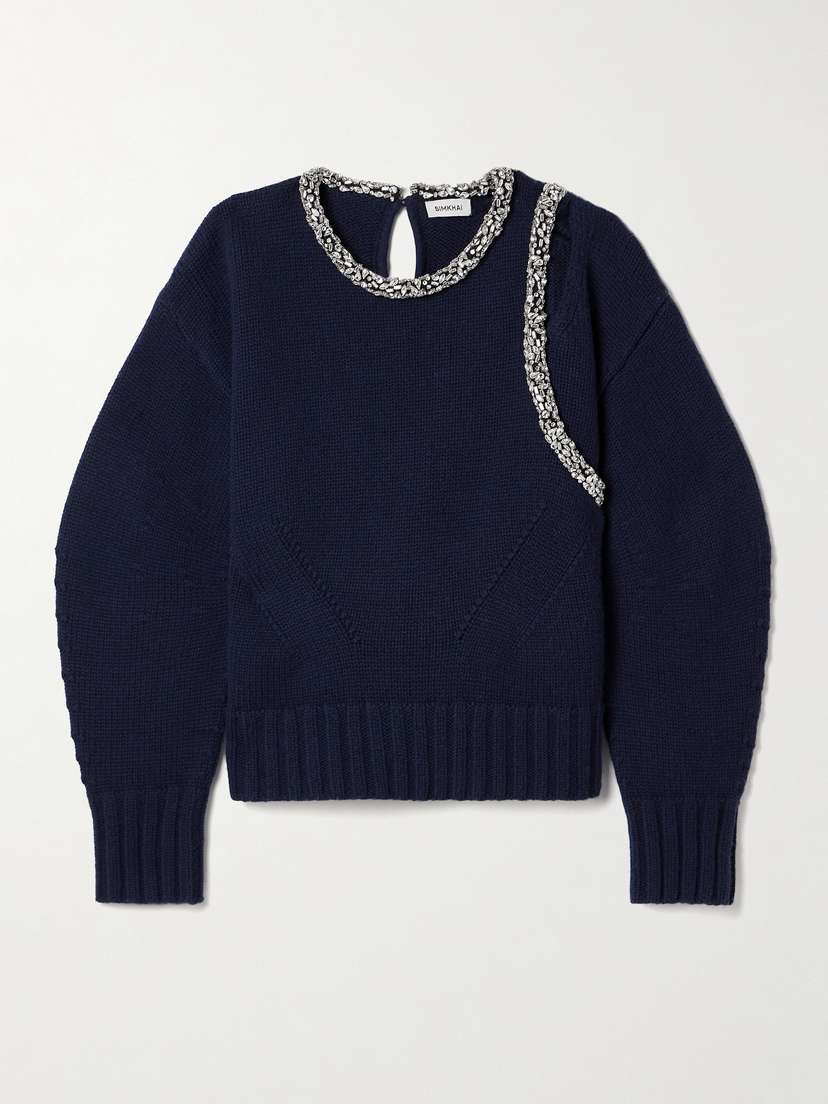 Simkhai Monroe Cutout Crystal-embellished Wool-blend Sweater