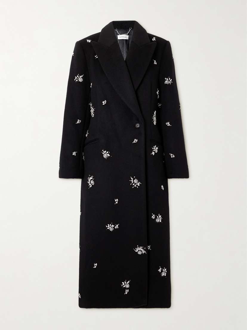 Simkhai Gianni Crystal-embellished Brushed Wool-blend Coat - x large