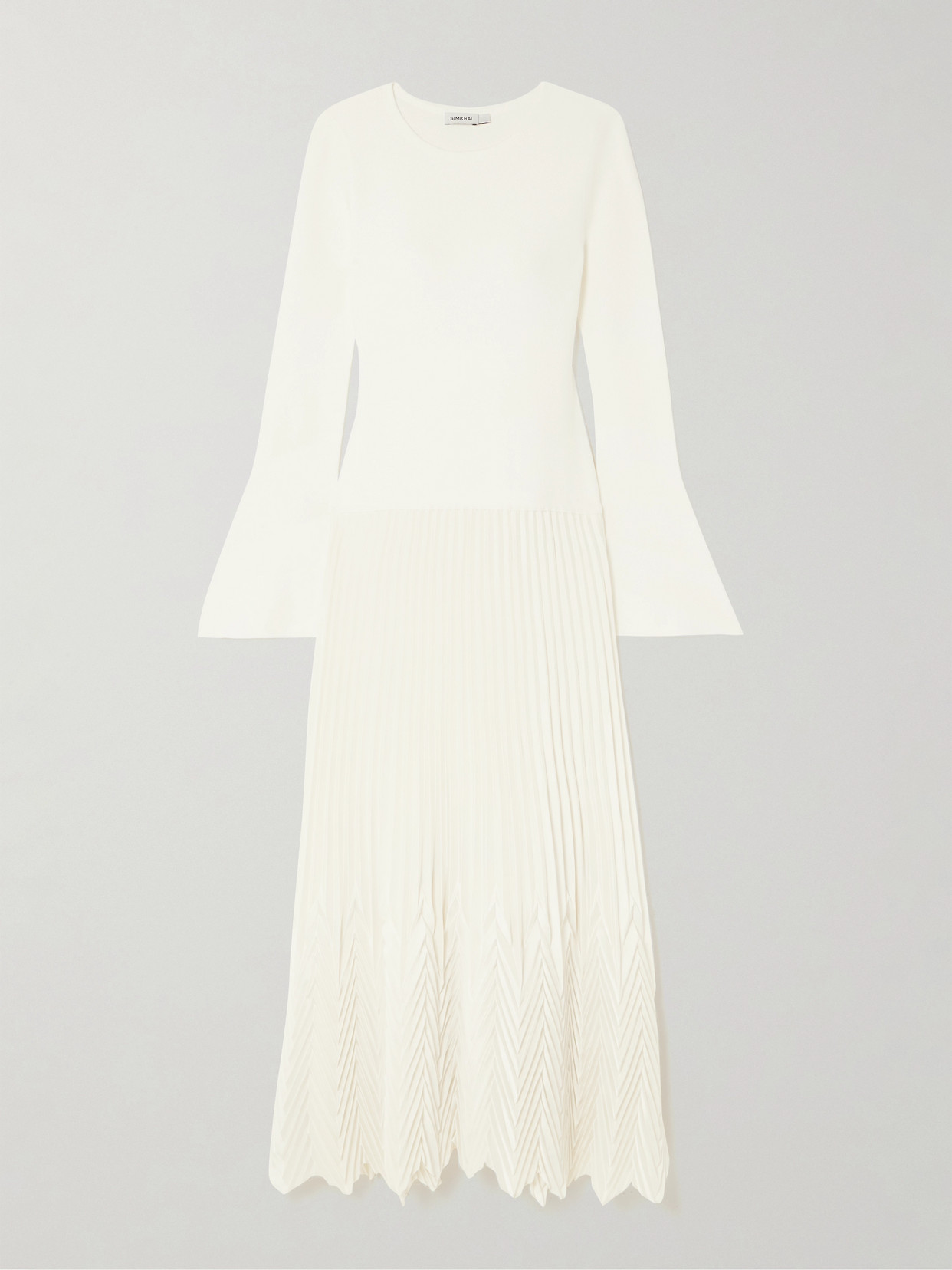 SIMKHAI - Damoni Jersey And Plissé-satin Midi Dress - Ivory