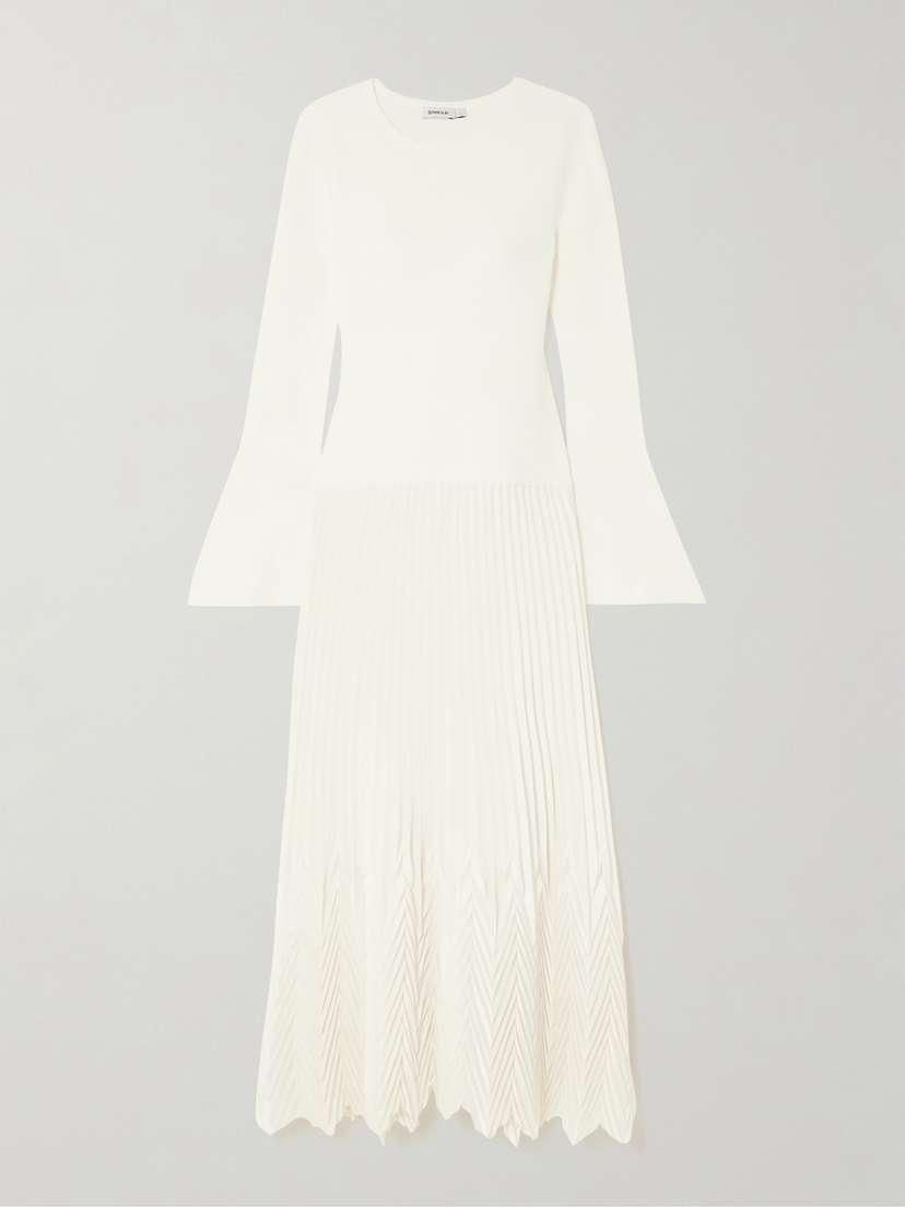 Simkhai Damoni Jersey And Plissé-satin Midi Dress
