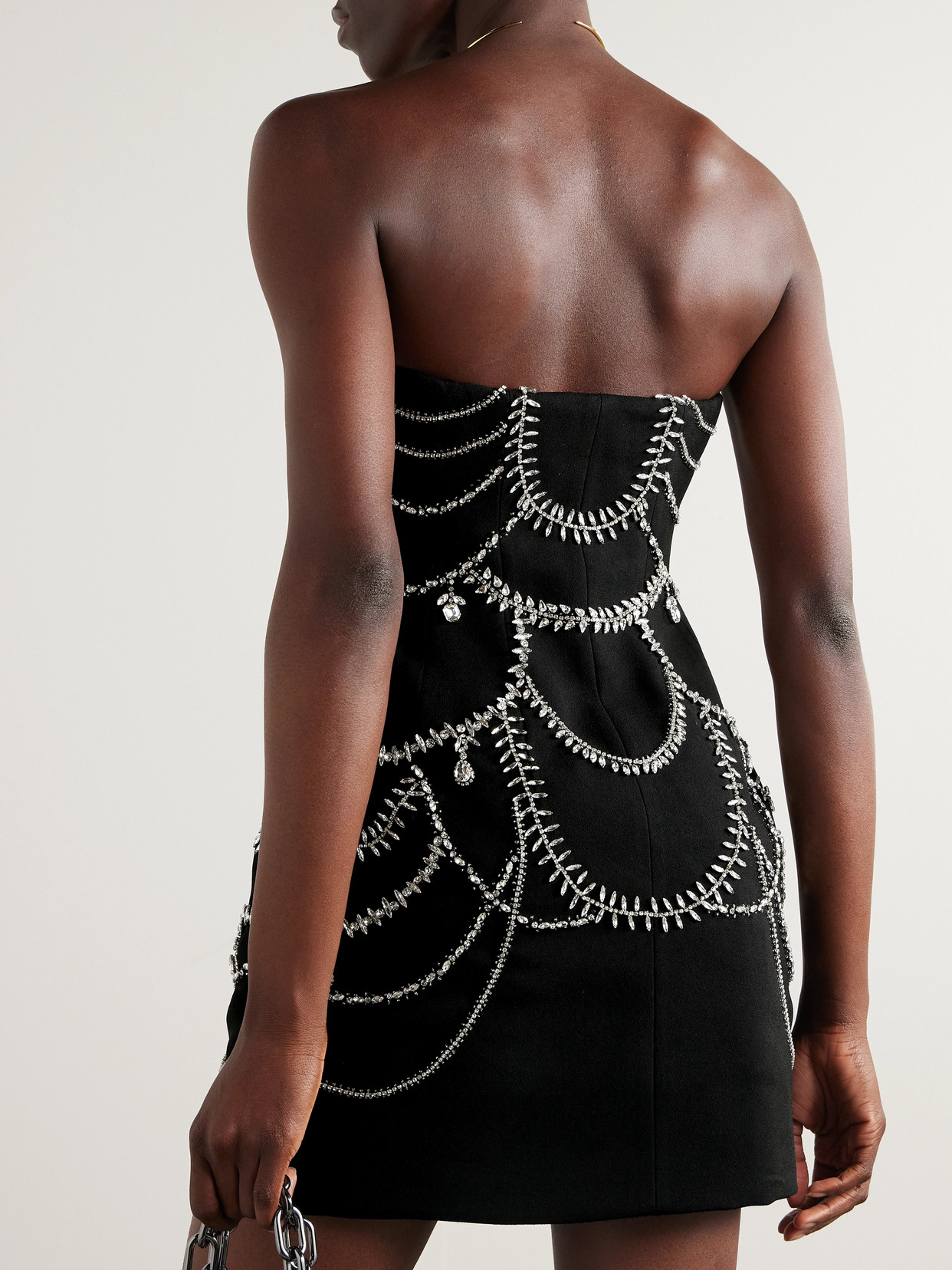 SIMKHAI ARTA STRAPLESS CRYSTAL-EMBELLISHED CADY MINI DRESS