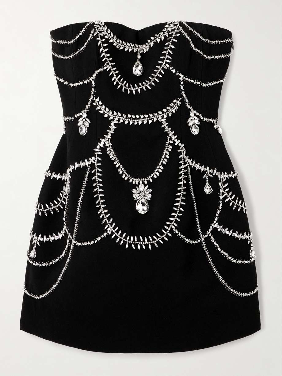 arta strapless crystal-embellished cady mini dress