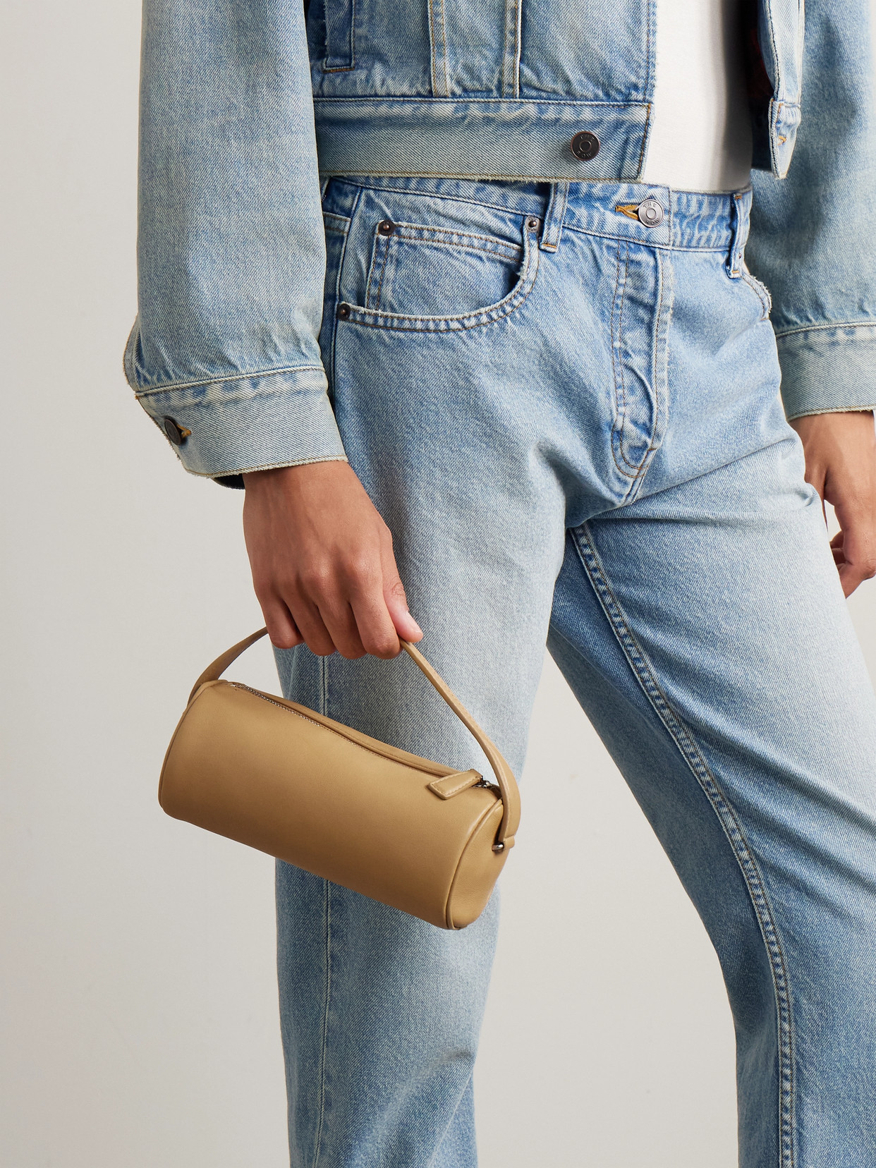 The Row Round 90s Soft Nappa Leather Bag In Neutrals