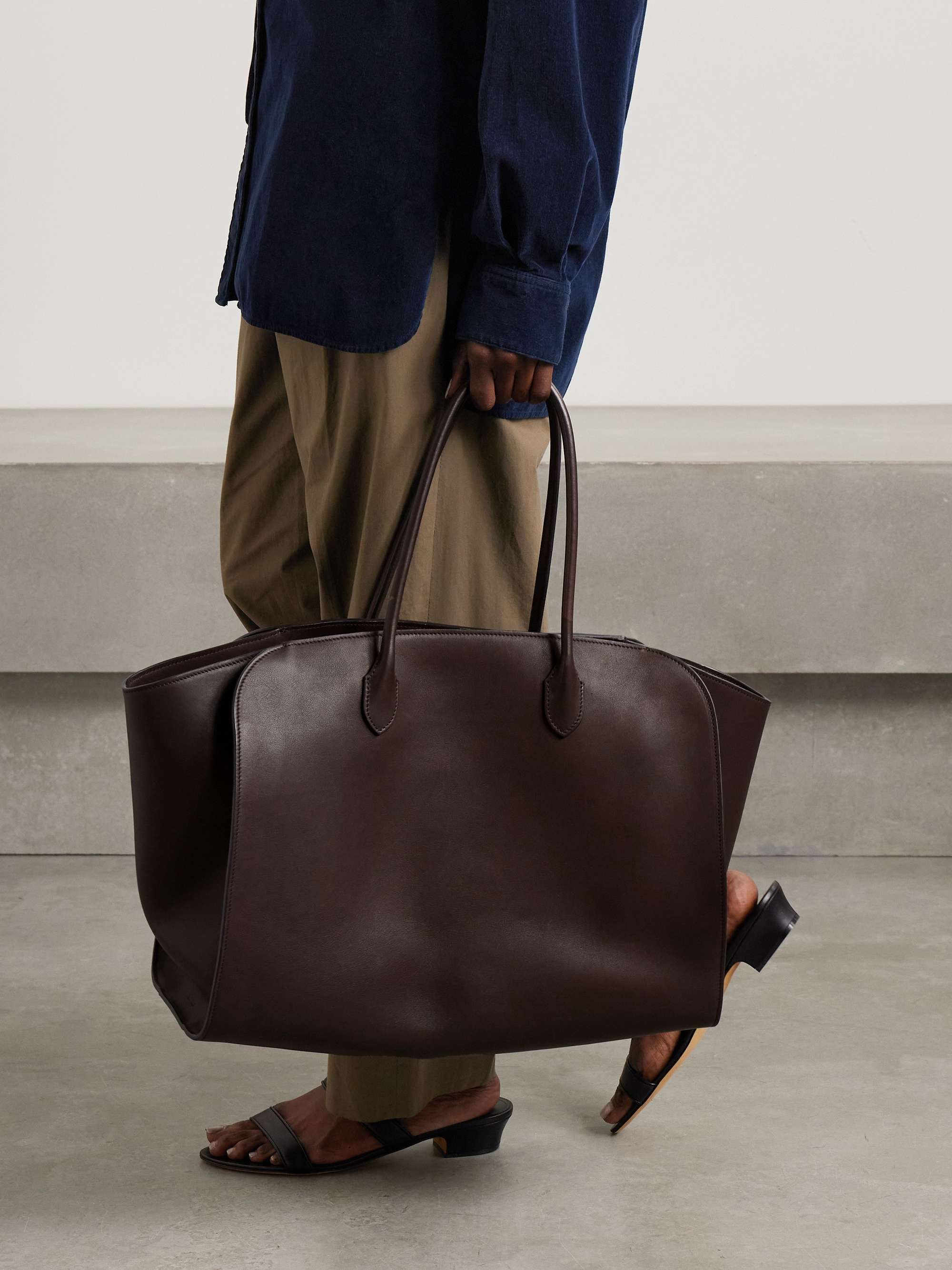 Marlo leather tote - brown - One Size