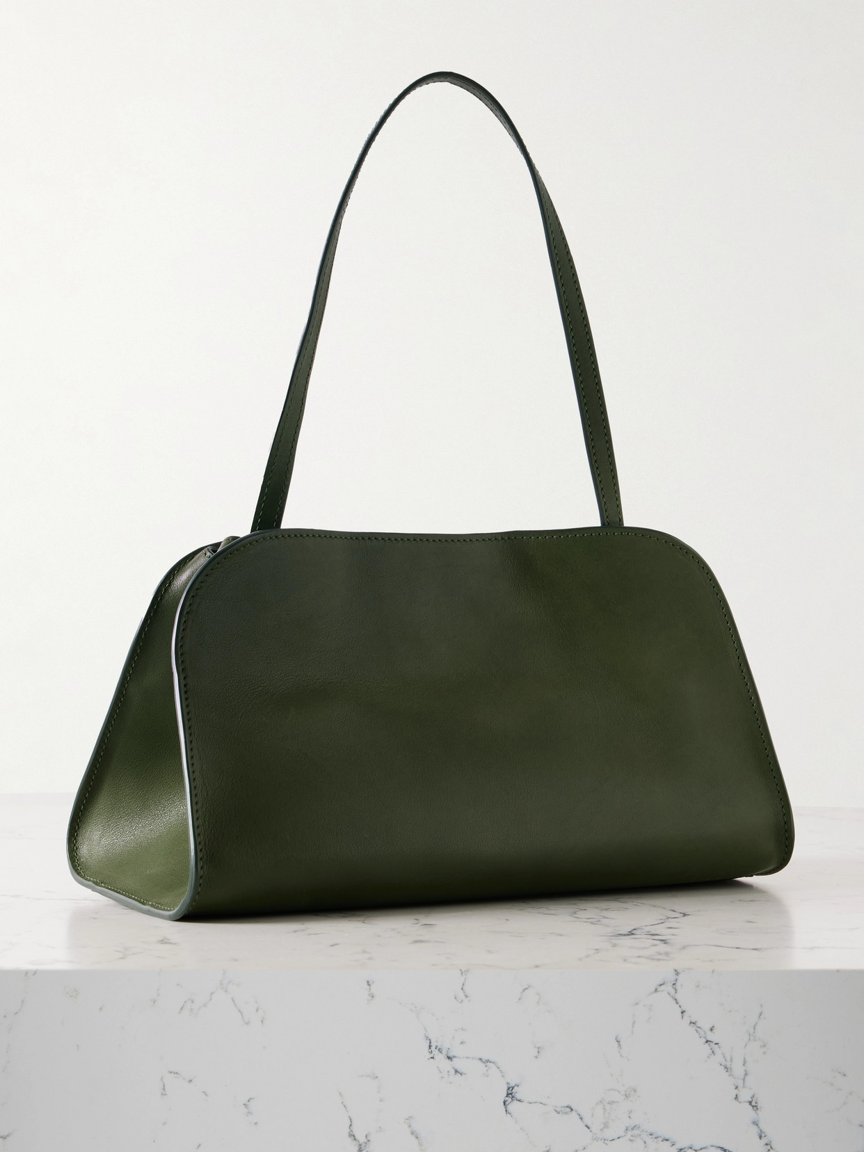 The Row Peggy Leather Tote In Green