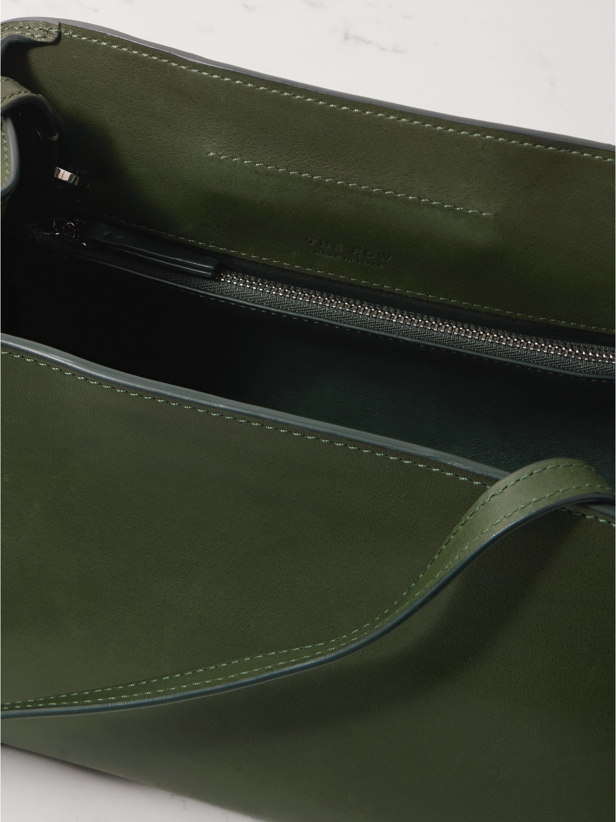 The Row Peggy Leather Tote In Green