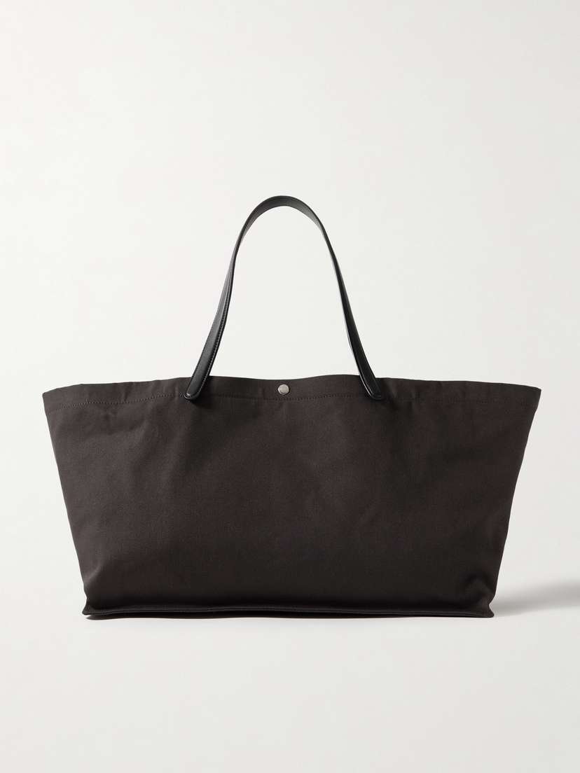 The Row Idaho Xl Leather-trimmed Cotton-canvas Tote