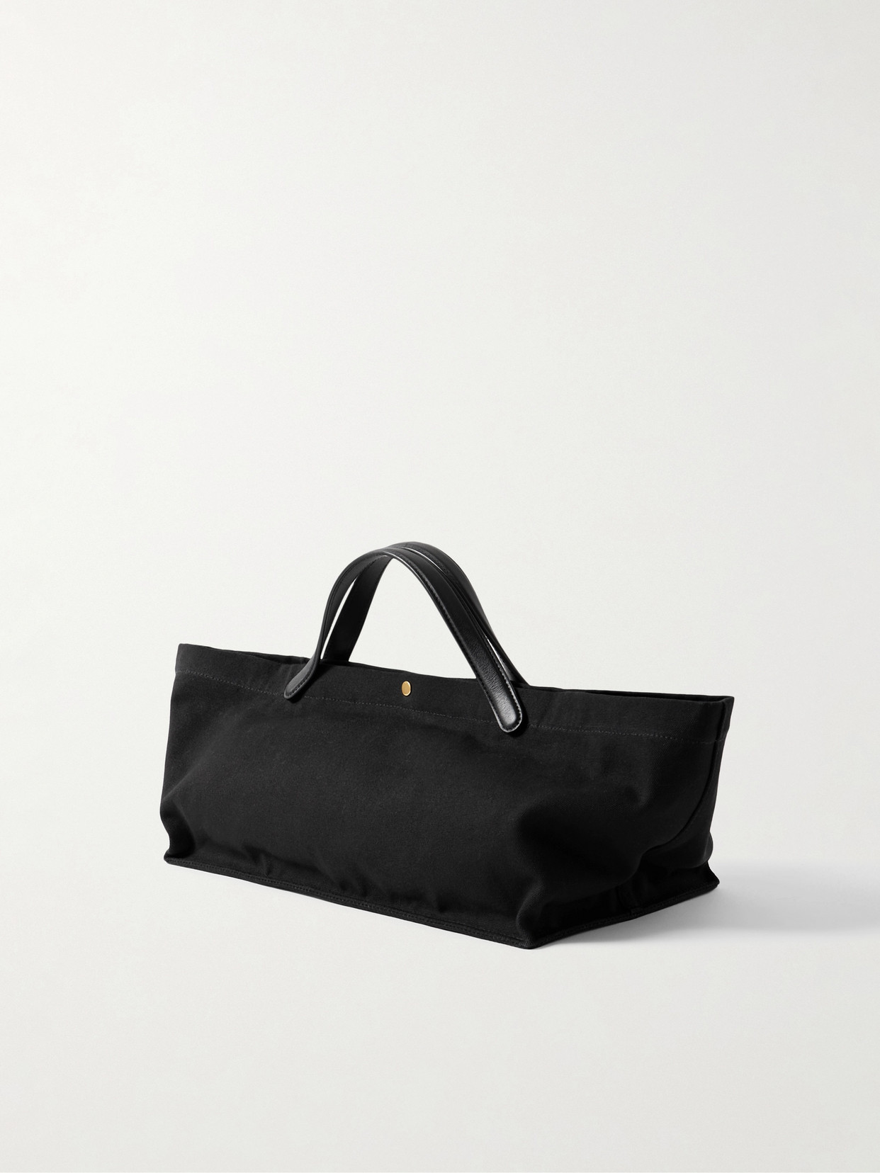 The Row Idaho Leather-trimmed Cotton-canvas Tote In Black