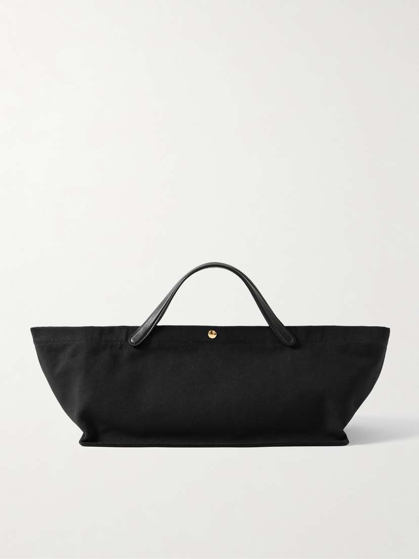 The Row Idaho Leather-trimmed Cotton-canvas Tote