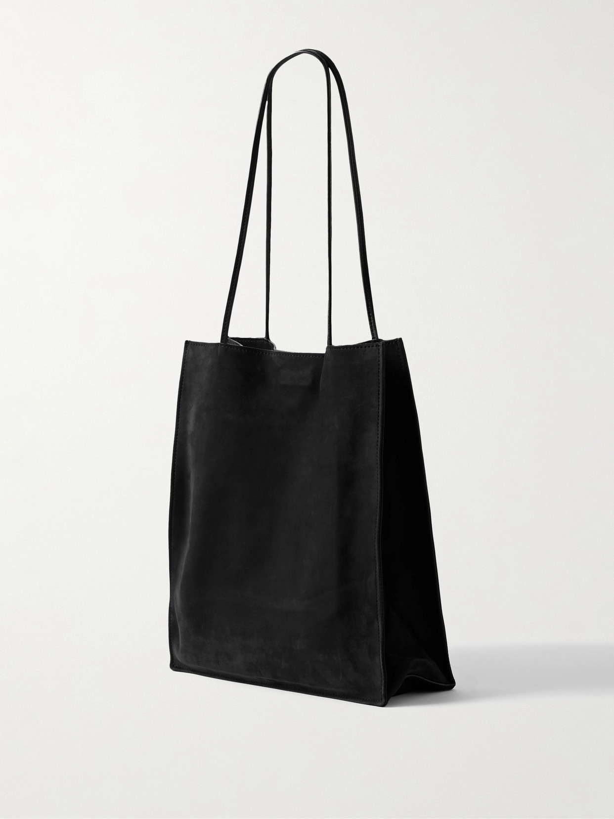 The Row To Go Large Leather-trimmed Nubuck Tote In Black