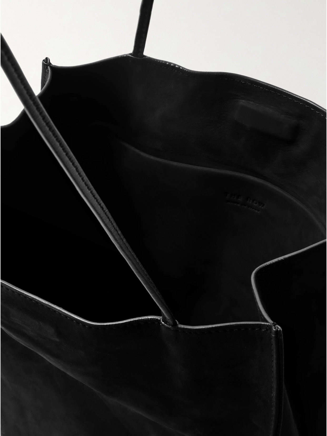 The Row To Go Large Leather-trimmed Nubuck Tote In Black