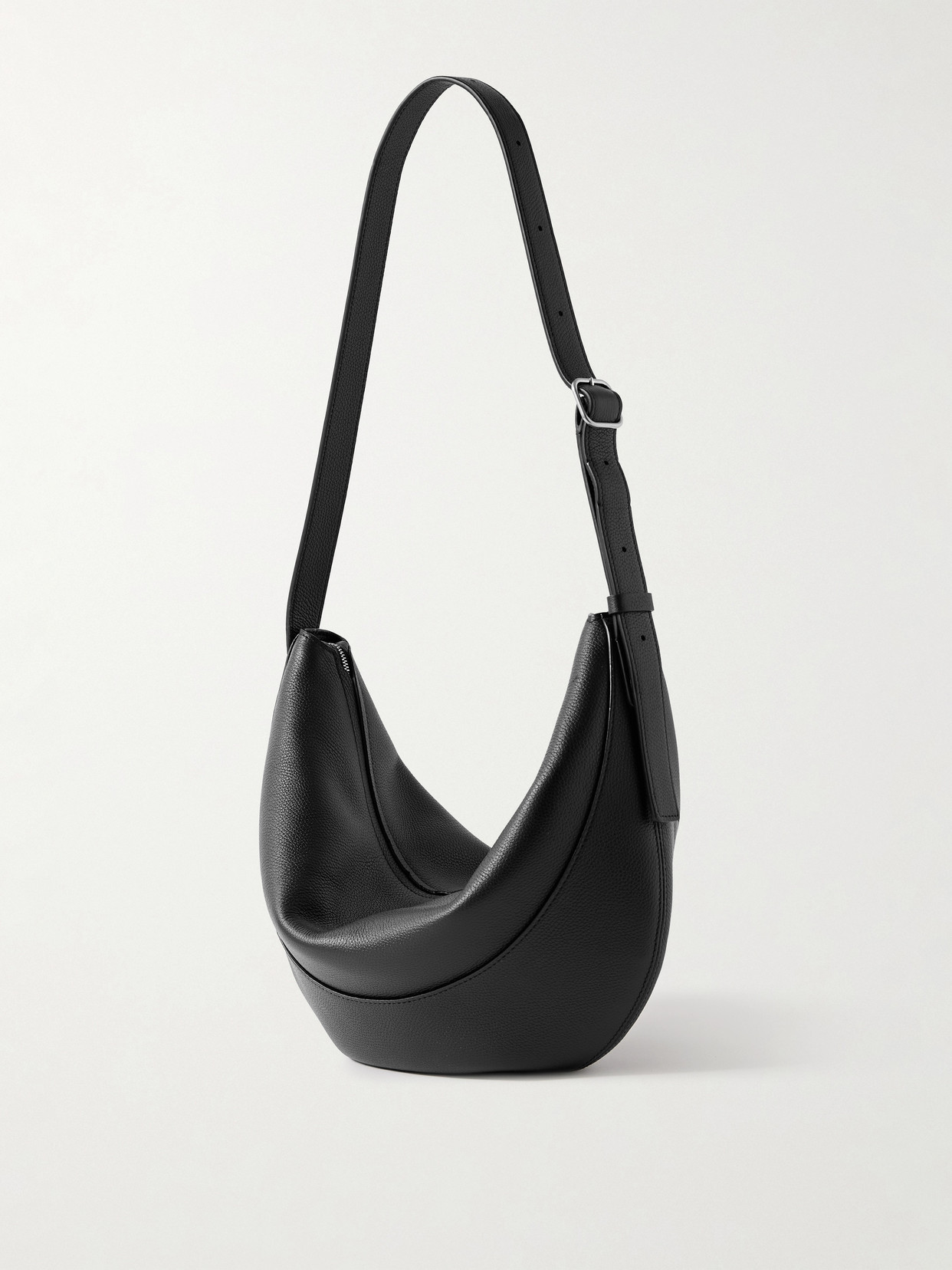 The Row Jouve Textured-leather Shoulder Bag In Black
