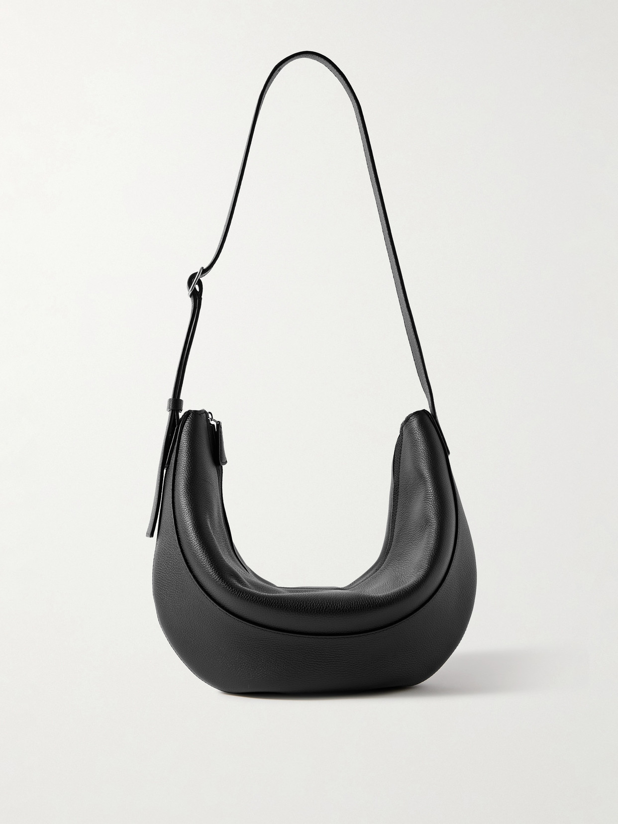 The Row Jouve Textured-leather Shoulder Bag In Black