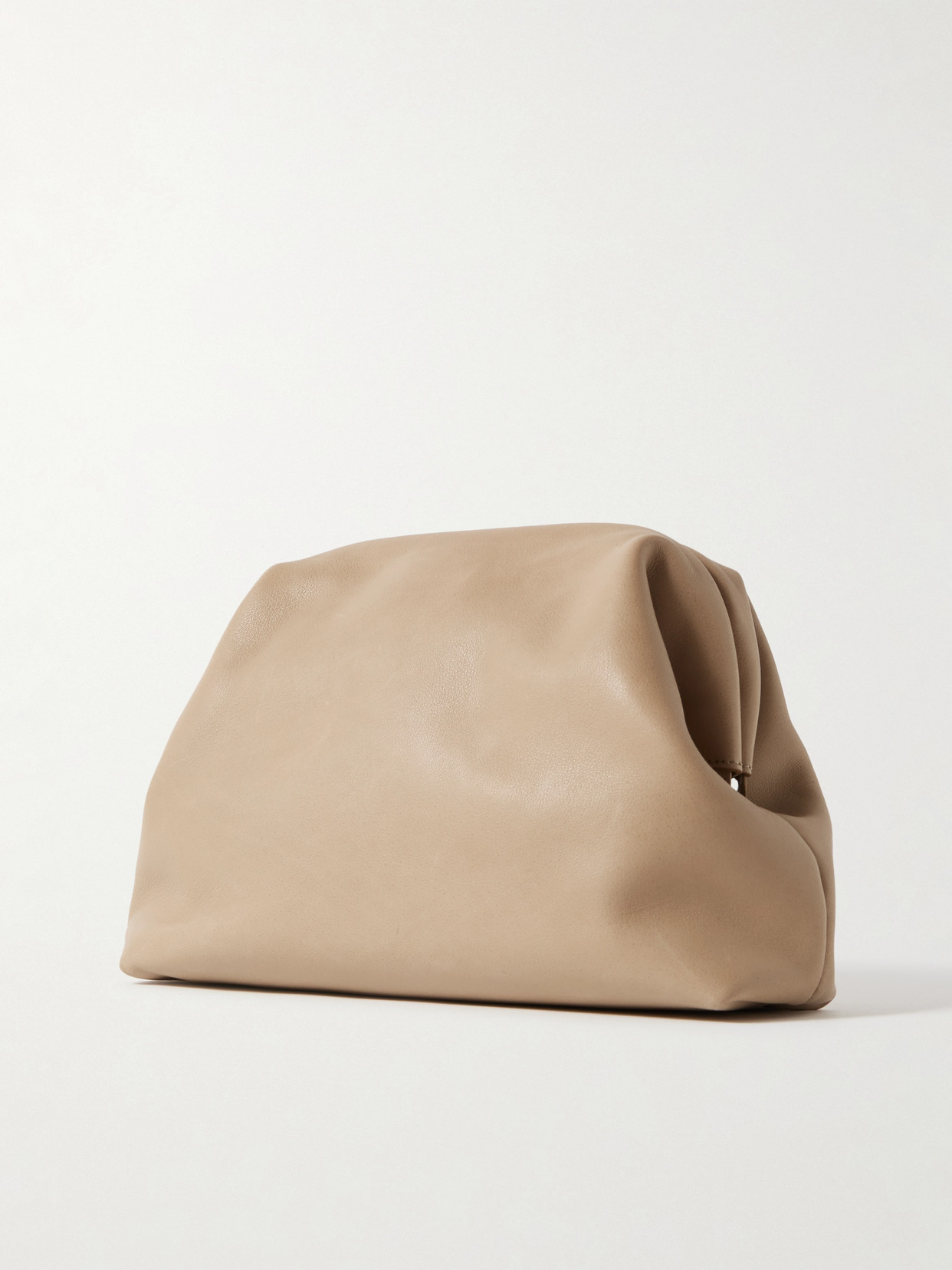 The Row Mira Leather Clutch In Neutrals