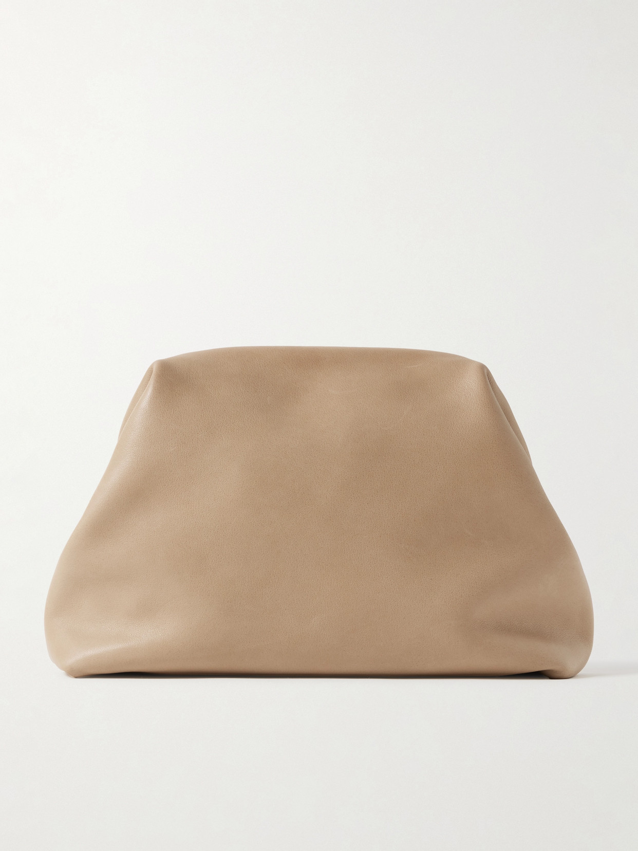 The Row Mira Leather Clutch In Neutrals