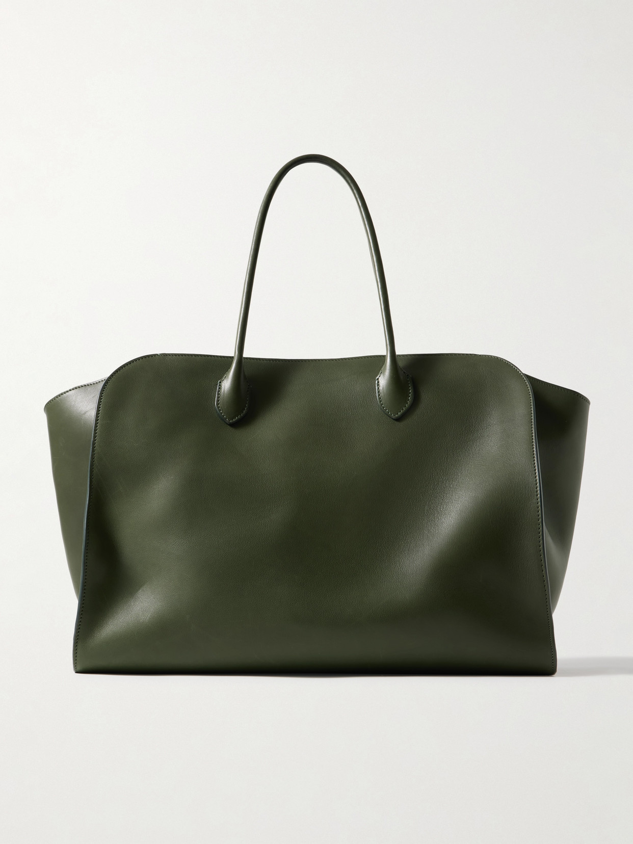 The Row Marlo Leather Tote In Green
