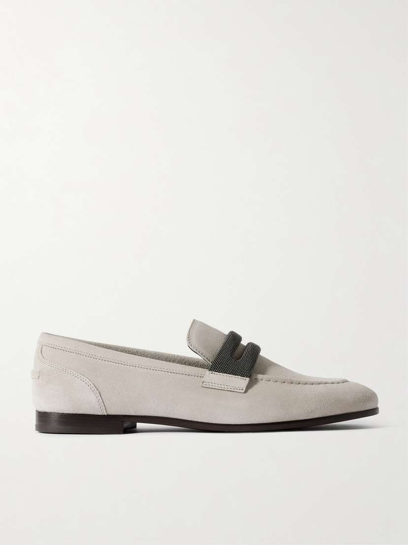 Brunello Cucinelli Bead-embellished Suede Loafers