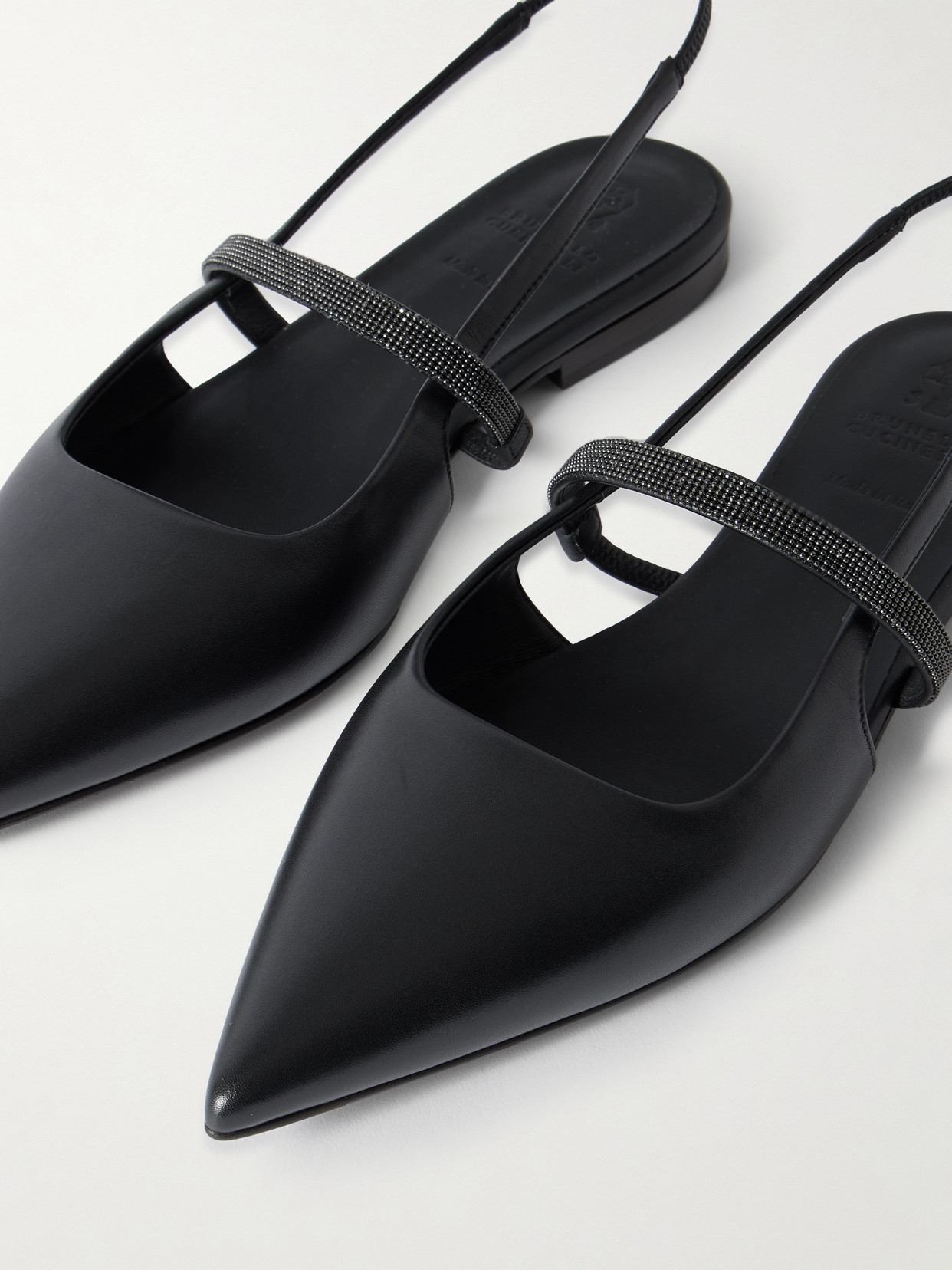 Brunello Cucinelli Slingback Ballet Flats With Precious Strap In Black