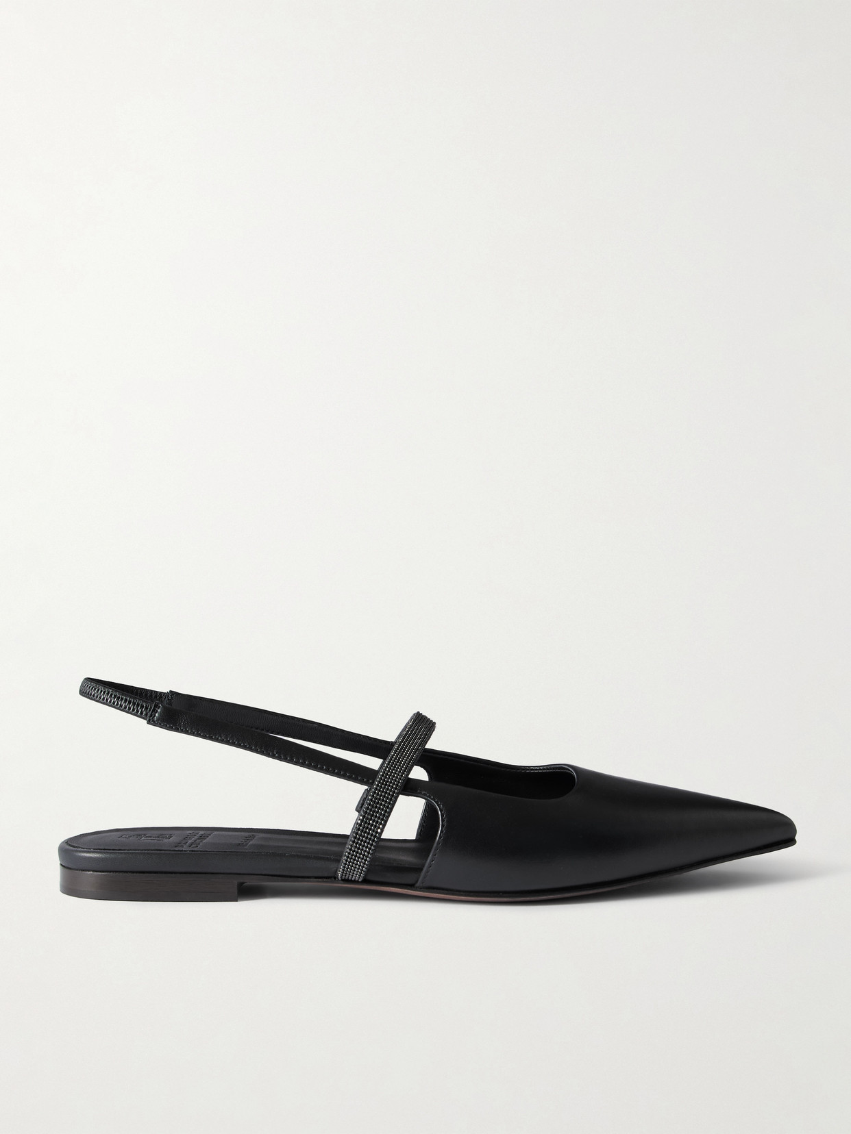 Brunello Cucinelli Slingback Ballet Flats With Precious Strap In Black