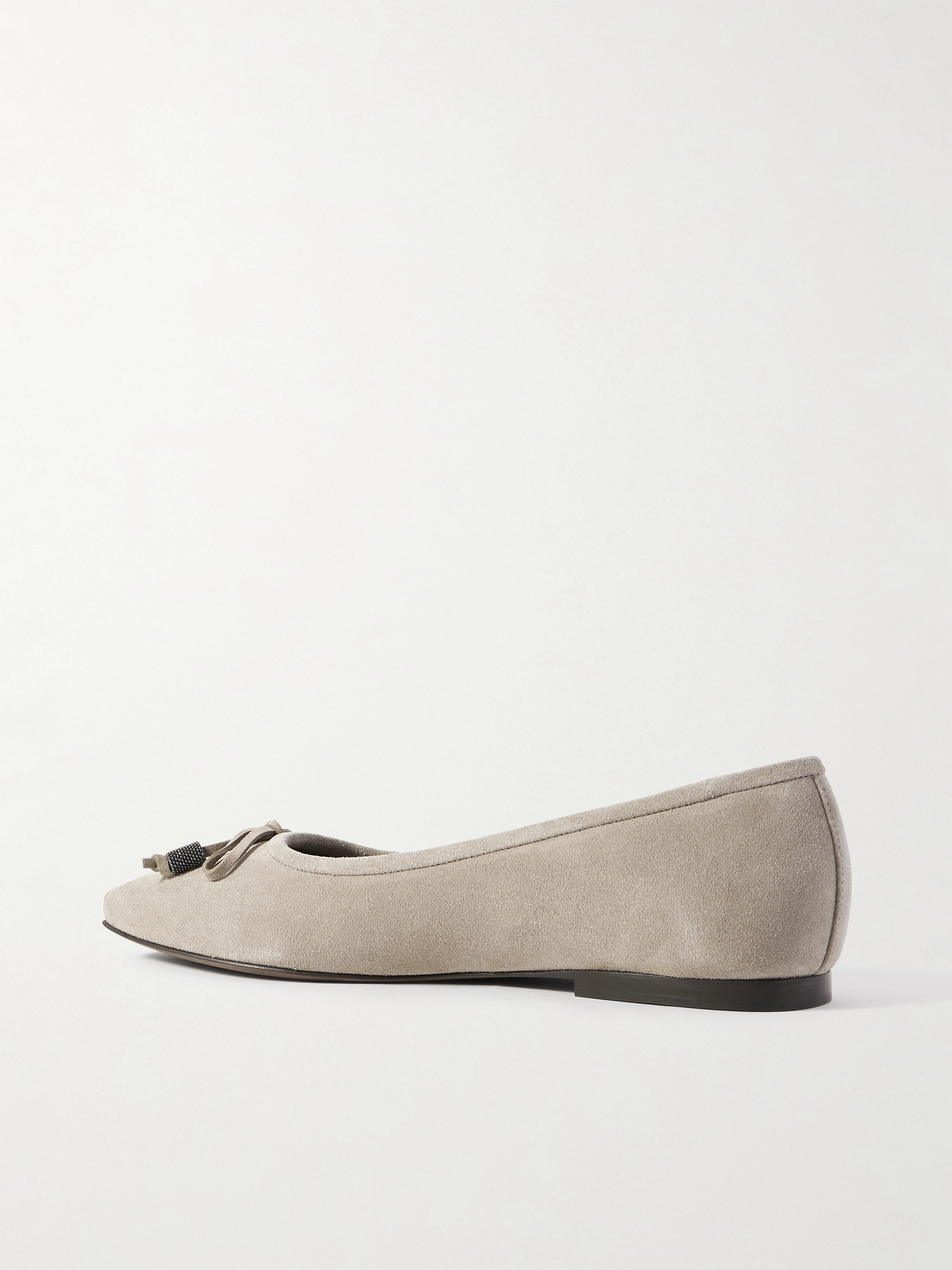 Brunello Cucinelli Bead-embellished suede ballet flats thumbnail