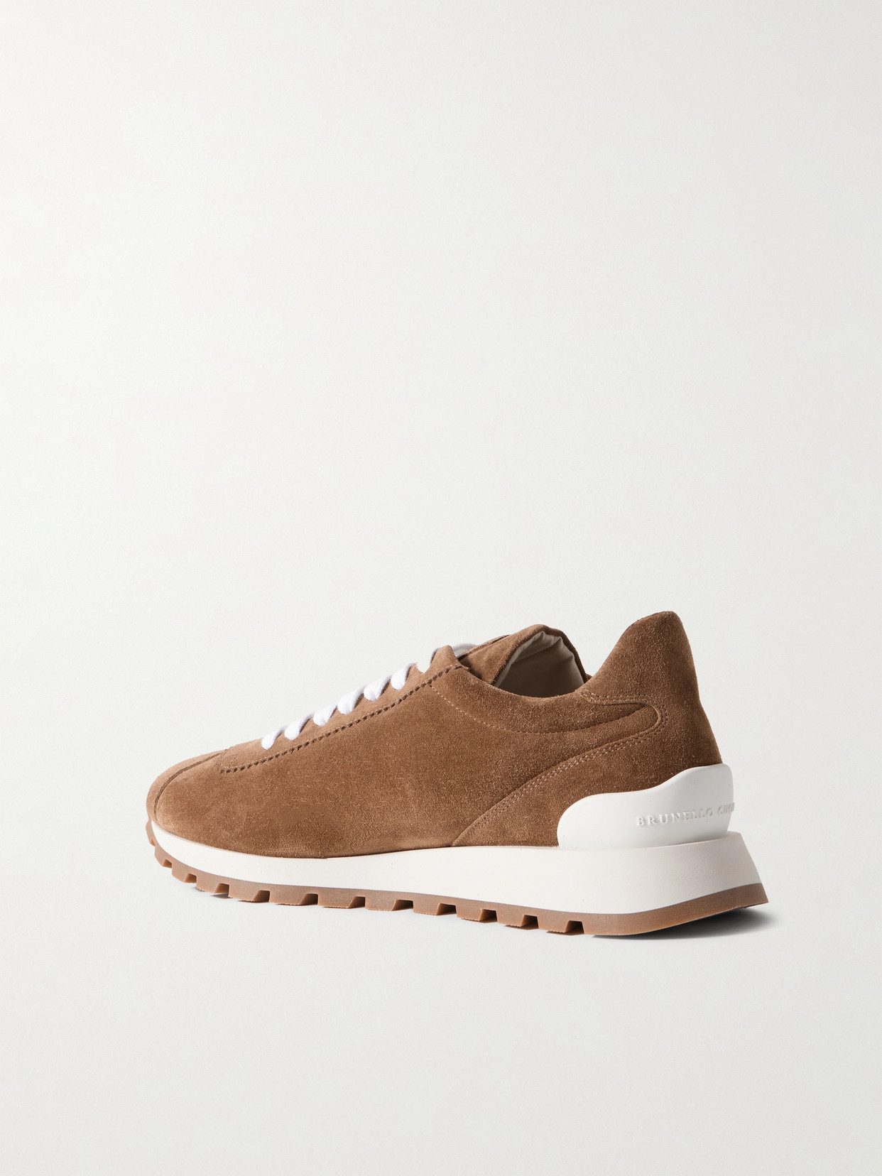 Brunello Cucinelli Bead-embellished Suede Sneakers In Brown