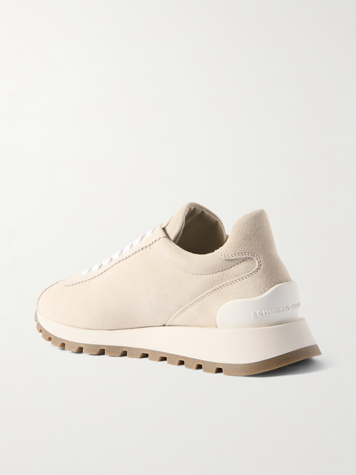 Brunello Cucinelli Bead-embellished Suede Sneakers In Neutrals