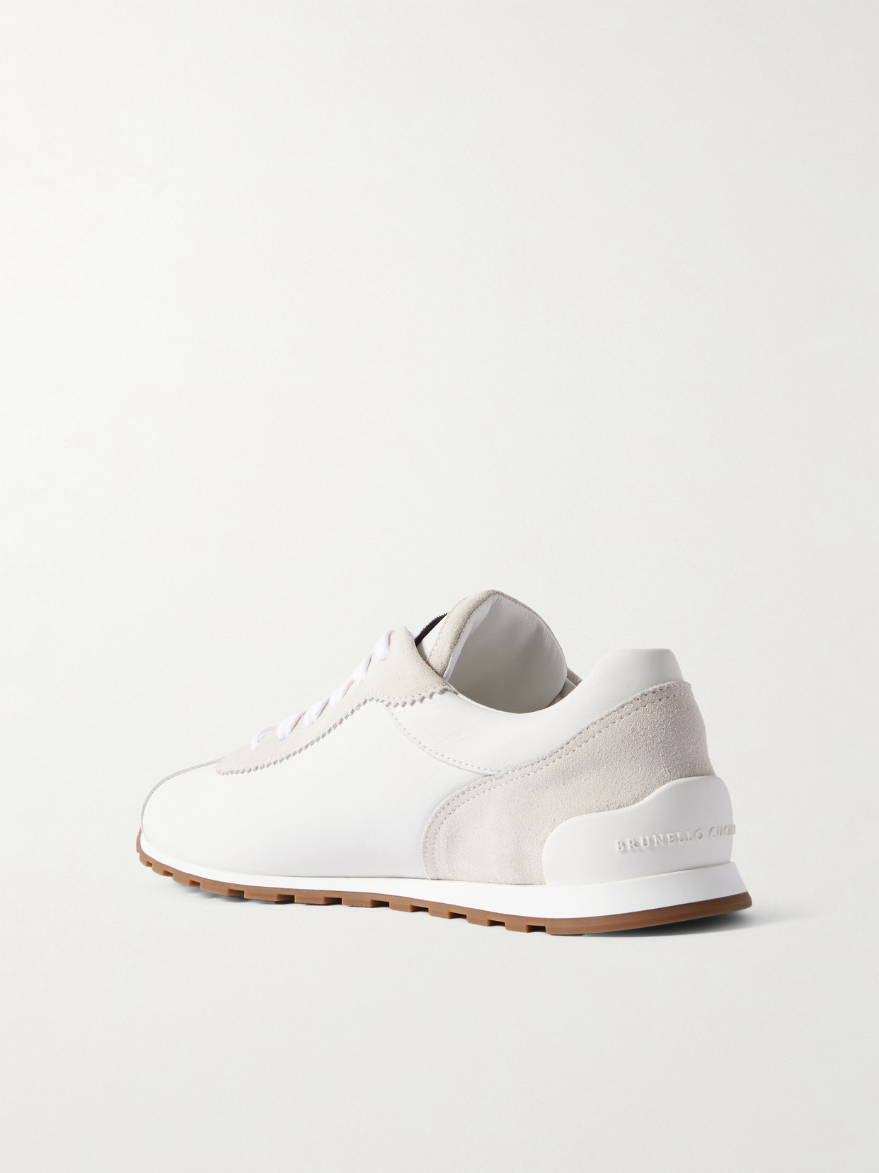 Brunello Cucinelli Suede And Calfskin Runners In White