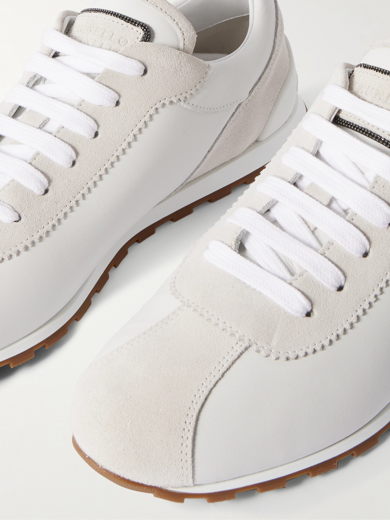 Brunello Cucinelli Suede And Calfskin Runners In White