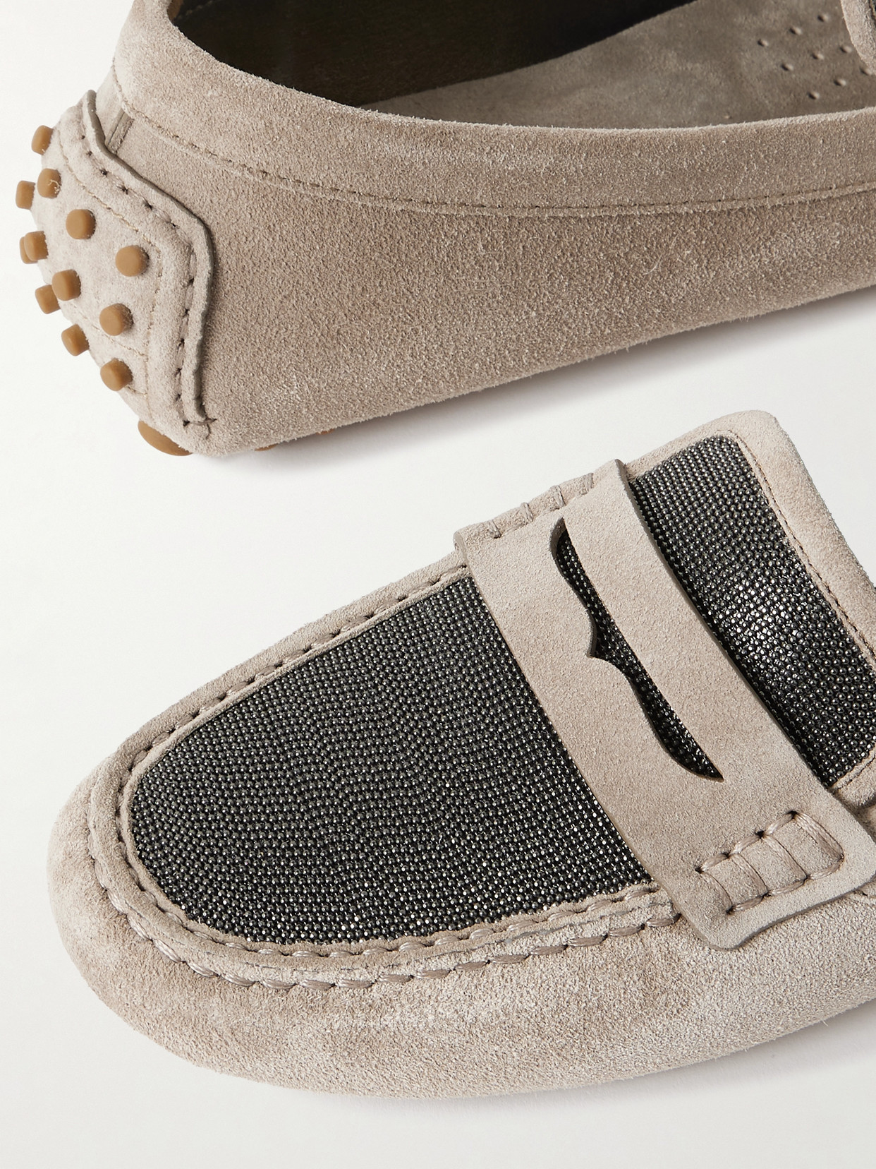 Brunello Cucinelli Monili-embellished Loafers In Brown