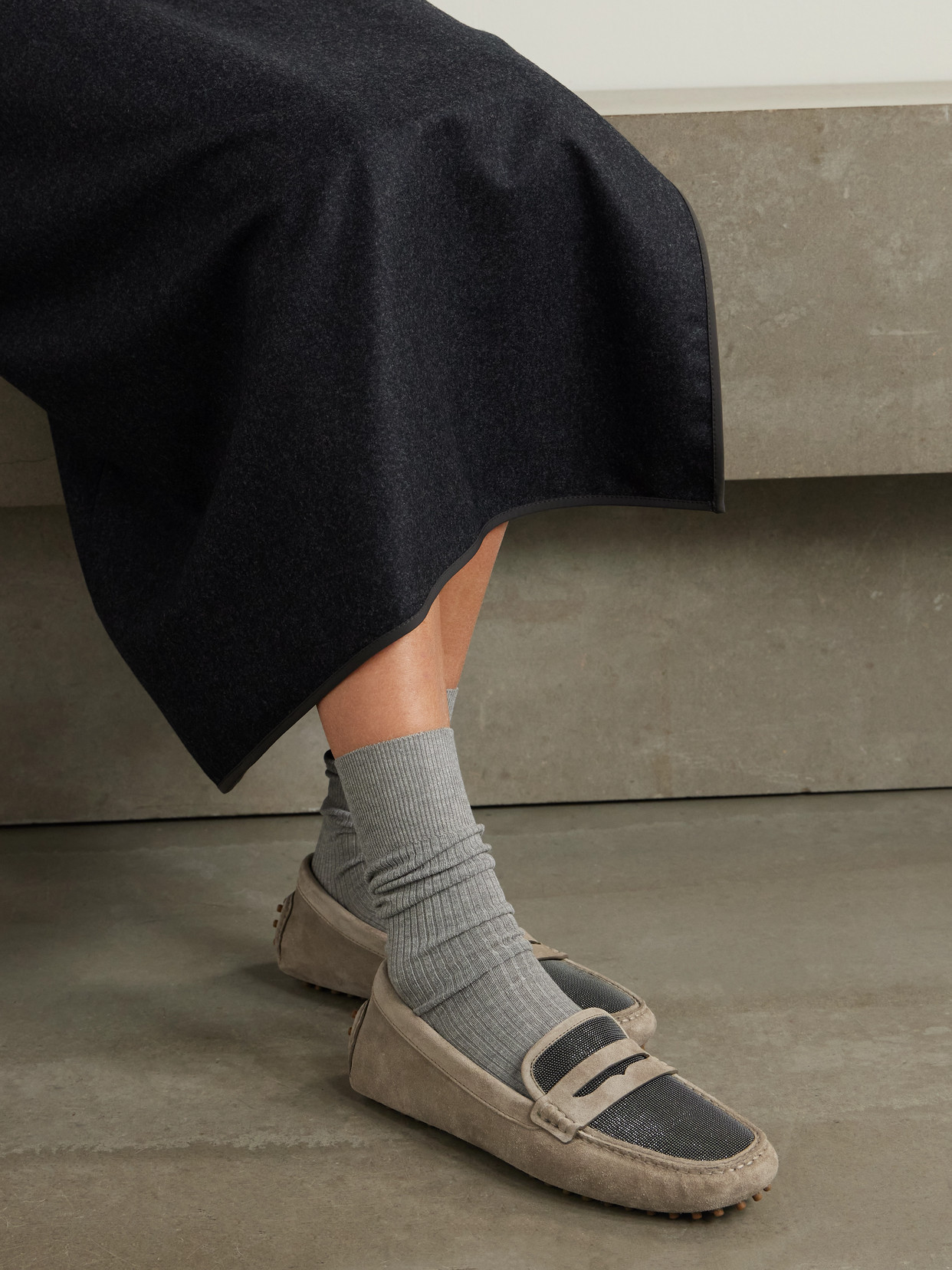 Brunello Cucinelli Monili-embellished Loafers In Brown