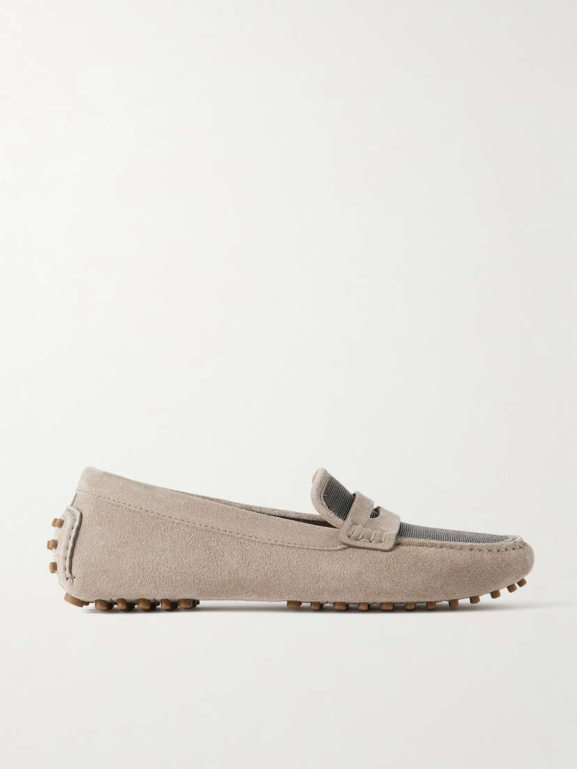 Brunello Cucinelli Bead-embellished Suede Loafers