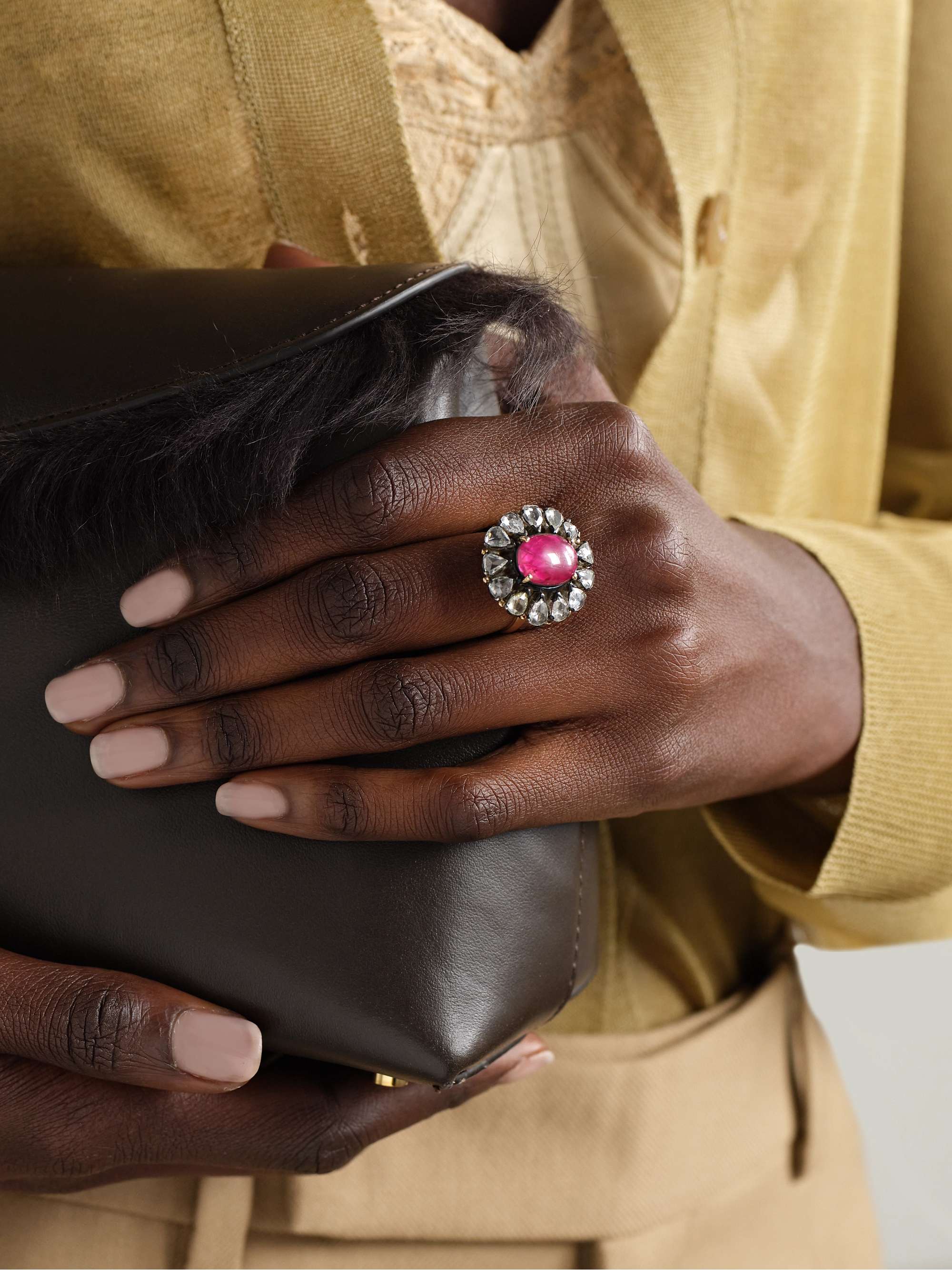 AMRAPALI LONDON 18-karat gold, diamond and ruby ring